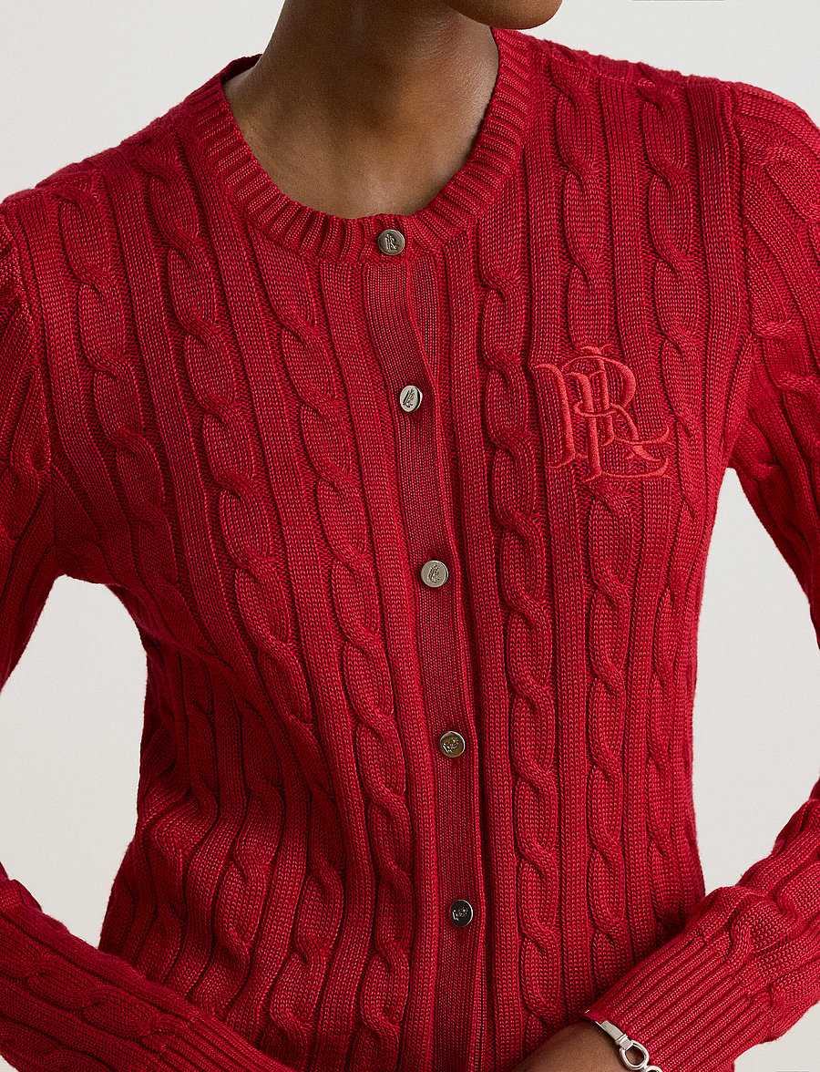 Lauren Ralph Lauren - Cable-Knit Cotton-Blend Cardigan - cardigans - ralph red - 3