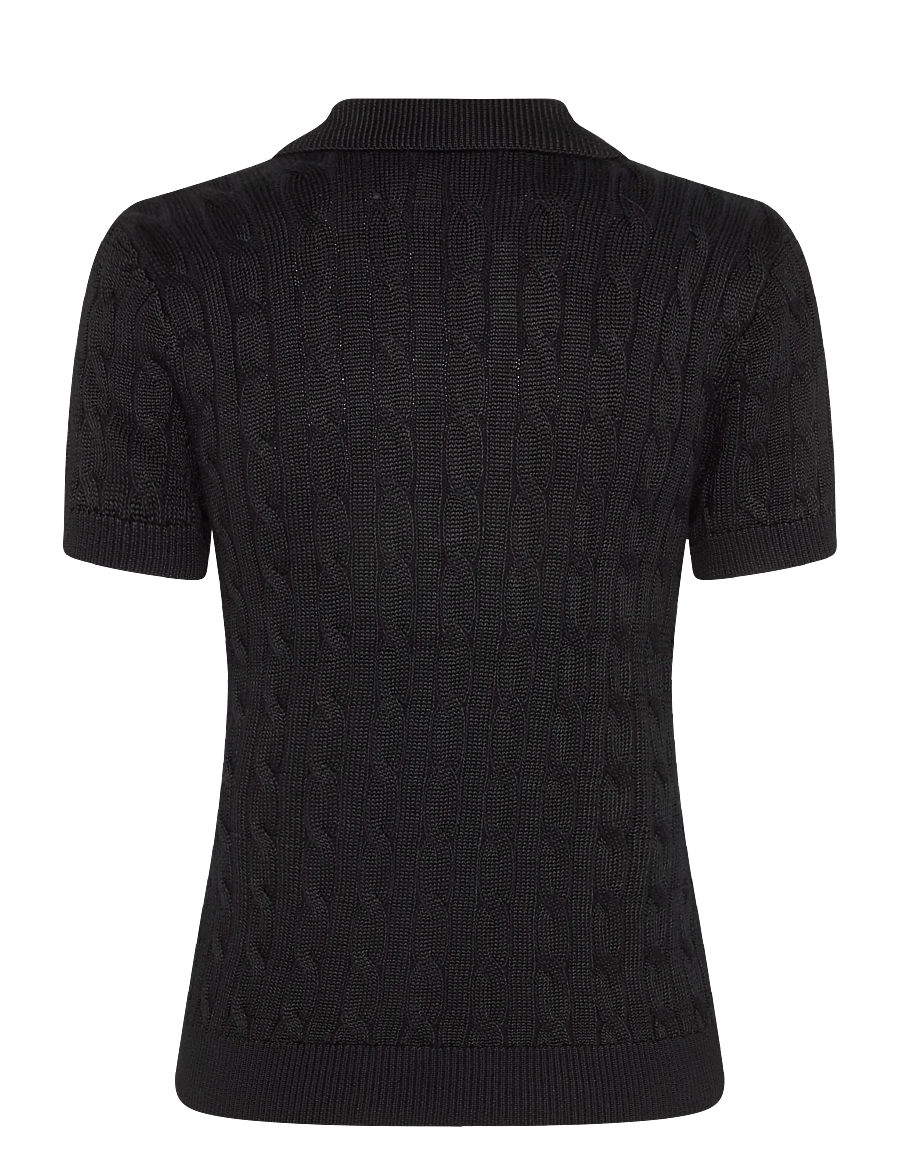 Lauren Ralph Lauren - Cable Cotton-Blend Short-Sleeve Sweater - kampsunid - black - 3