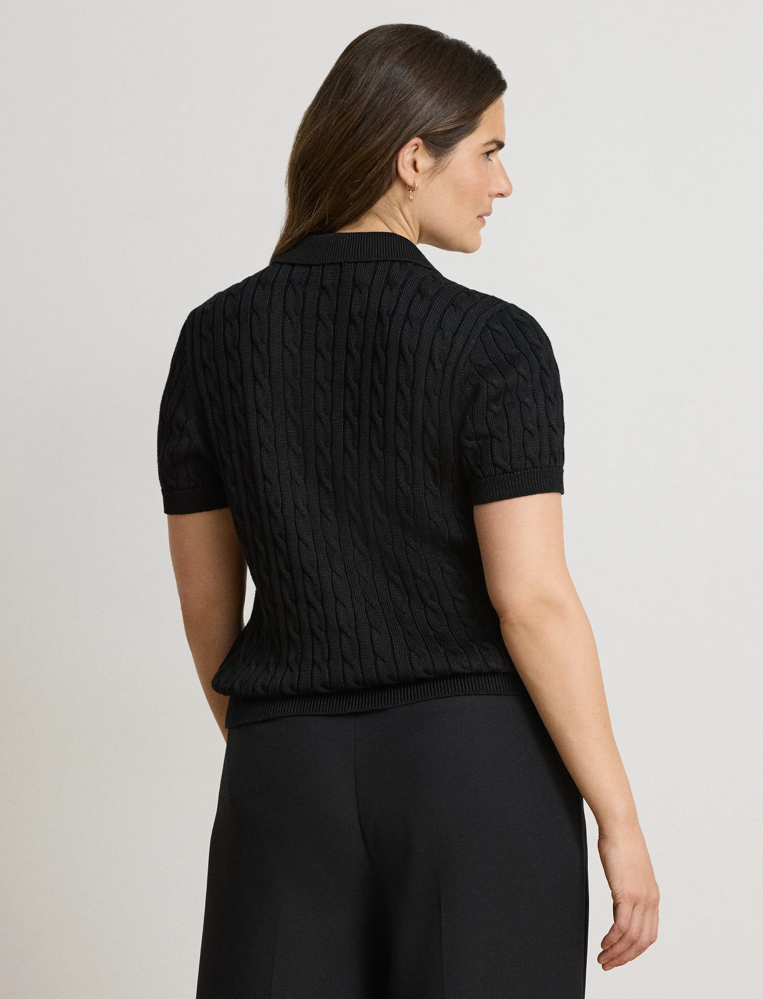 Cable Cotton-Blend Short-Sleeve Sweater 2