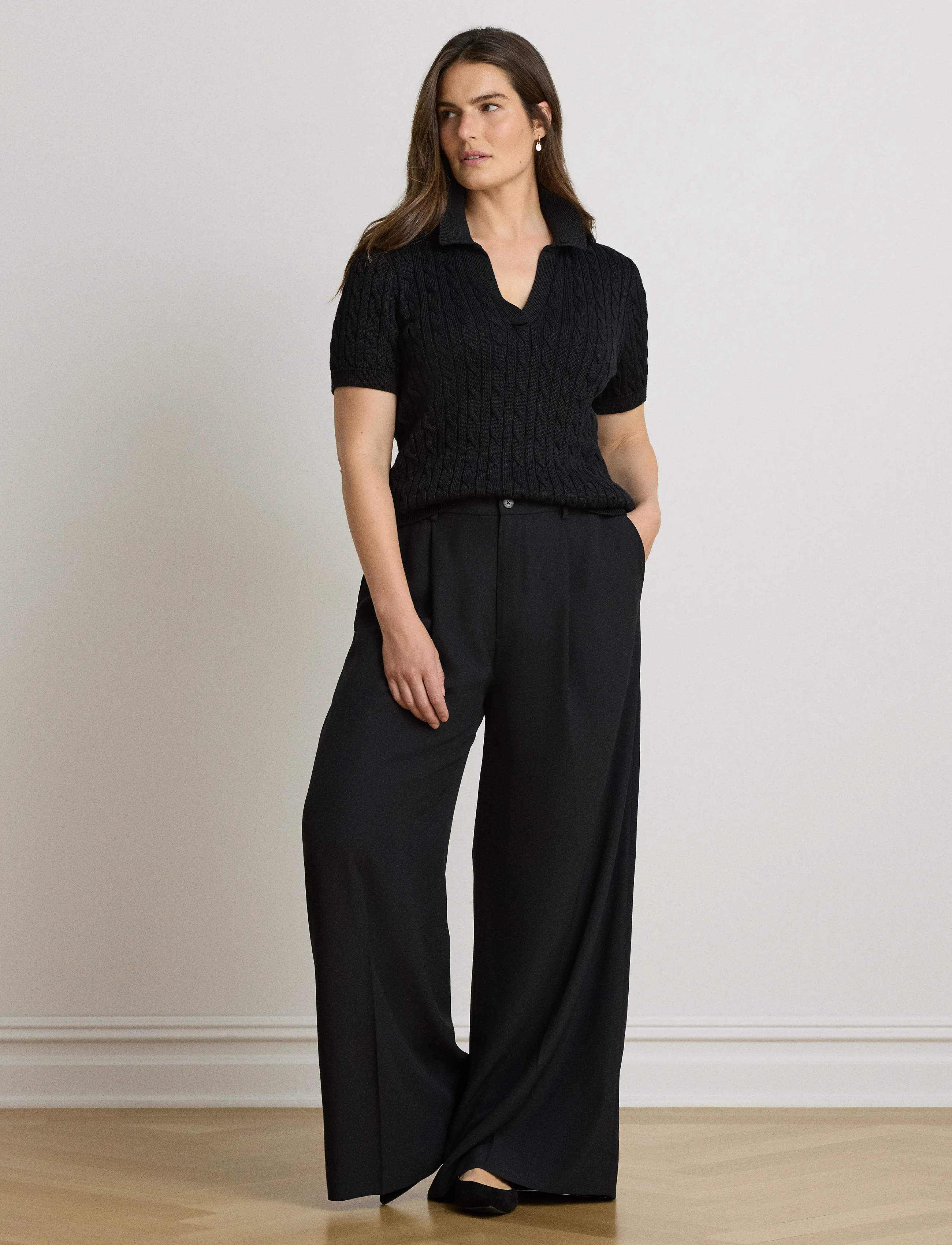 Cable Cotton-Blend Short-Sleeve Sweater 4
