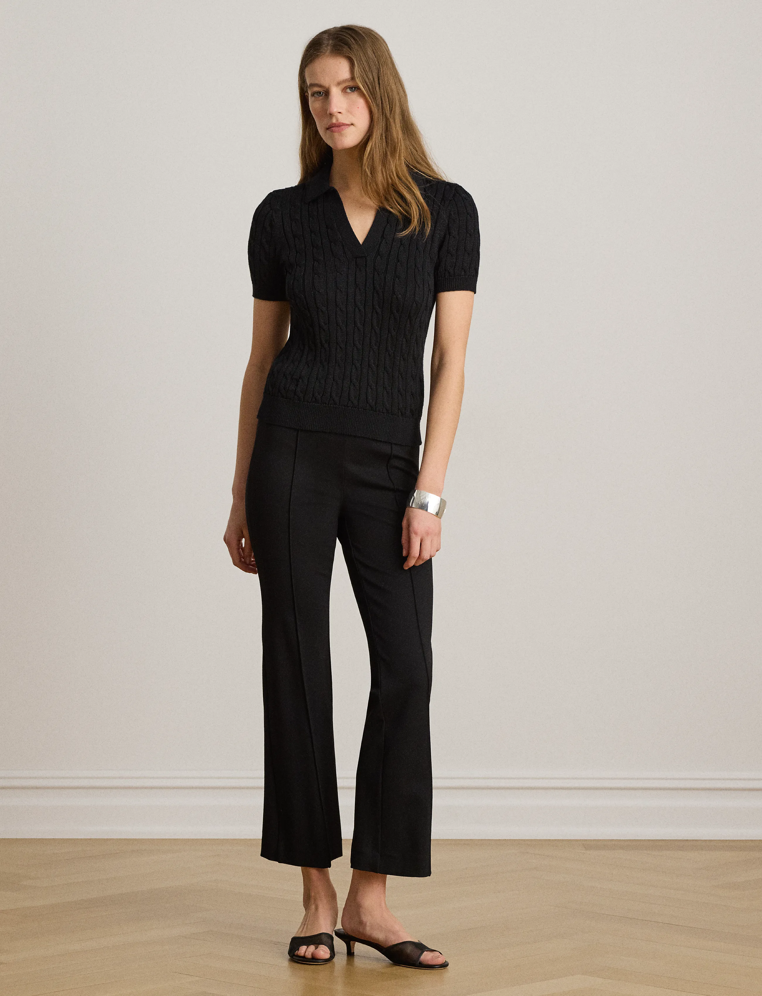 Cable Cotton-Blend Short-Sleeve Sweater 8