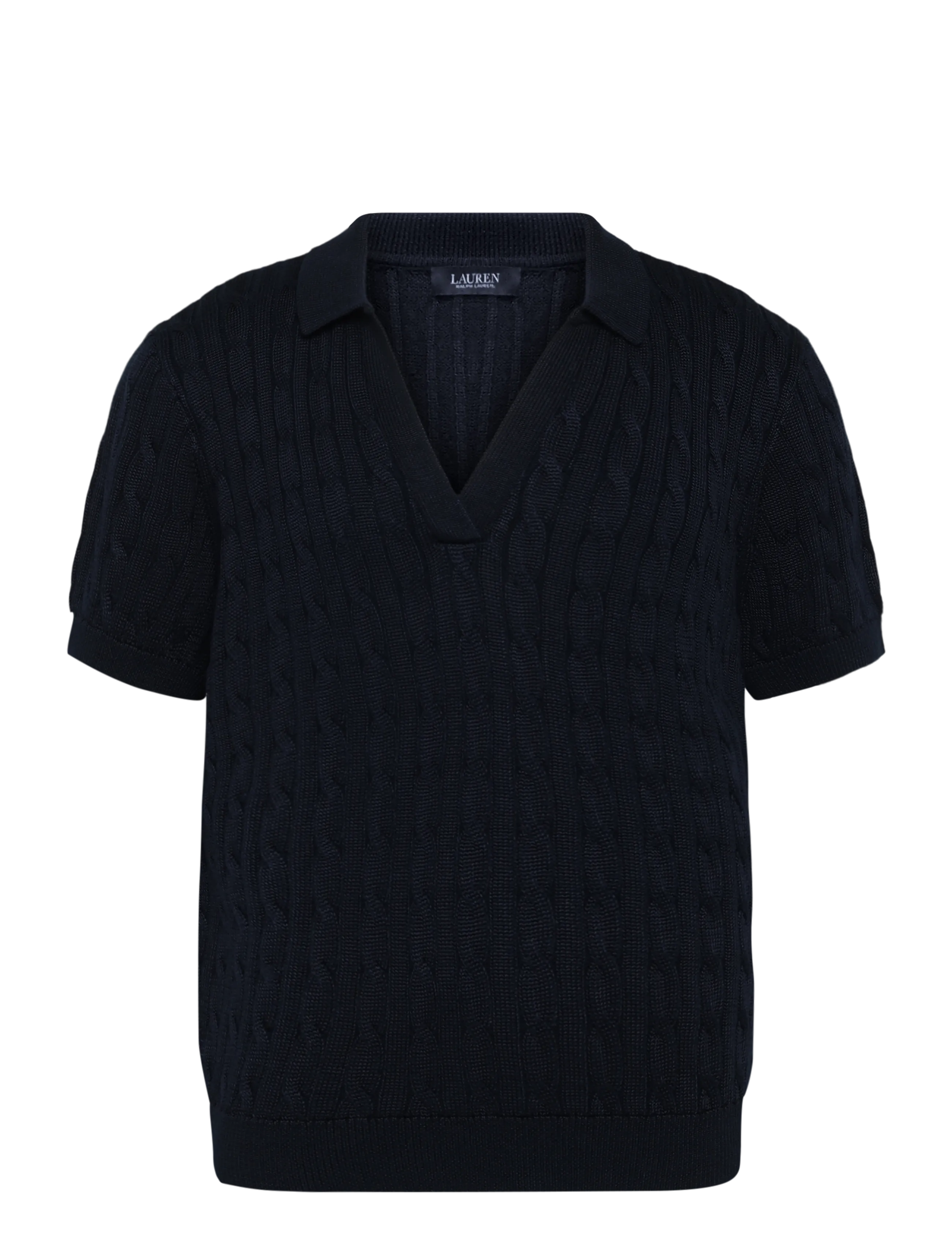 Lauren Ralph Lauren Cable Cotton-Blend Short-Sleeve Sweater - Sommer i byen - LAUREN NAVY / navy