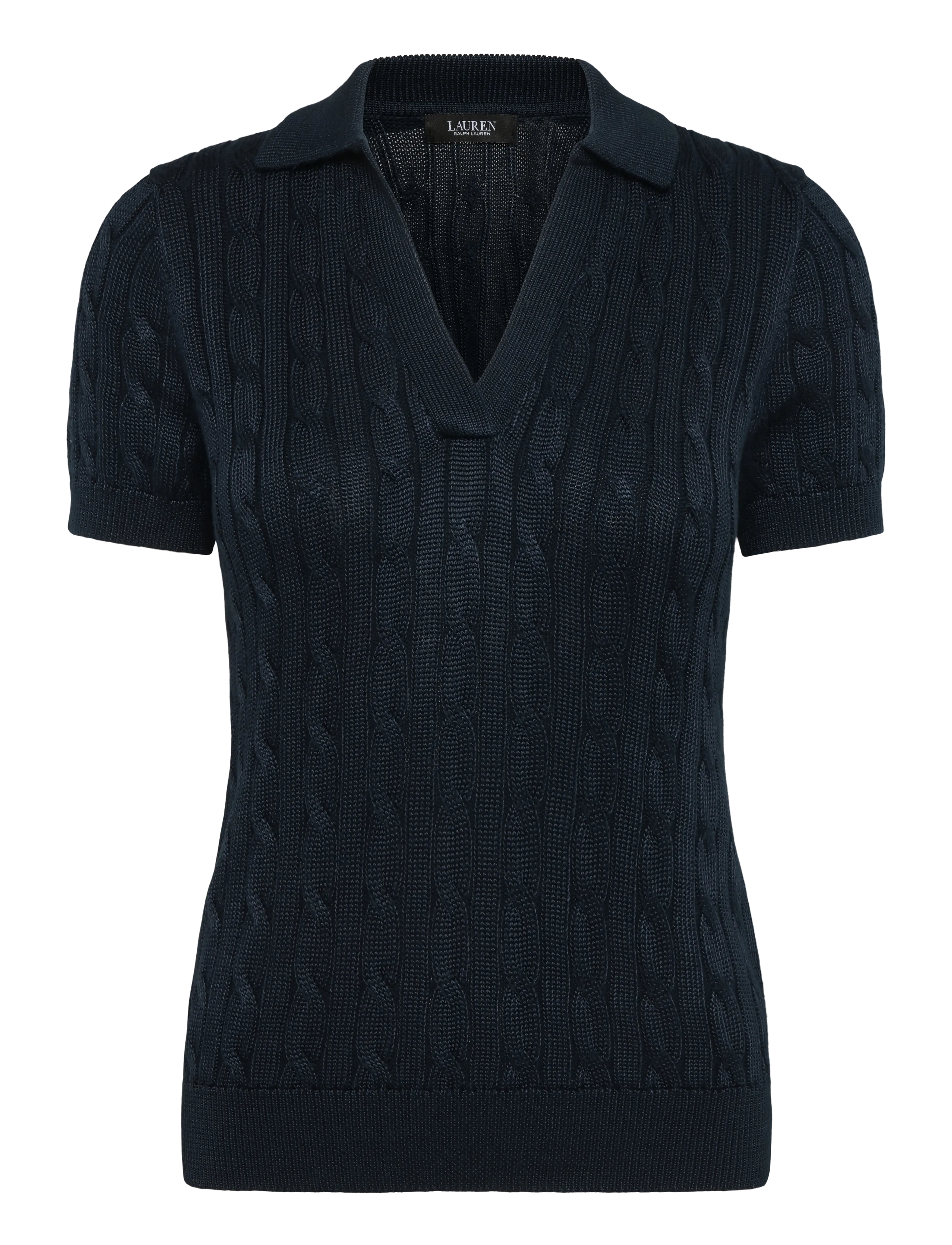 Lauren Ralph Lauren Cable Cotton-Blend Short-Sleeve Sweater - Jumpers - LAUREN NAVY / navy