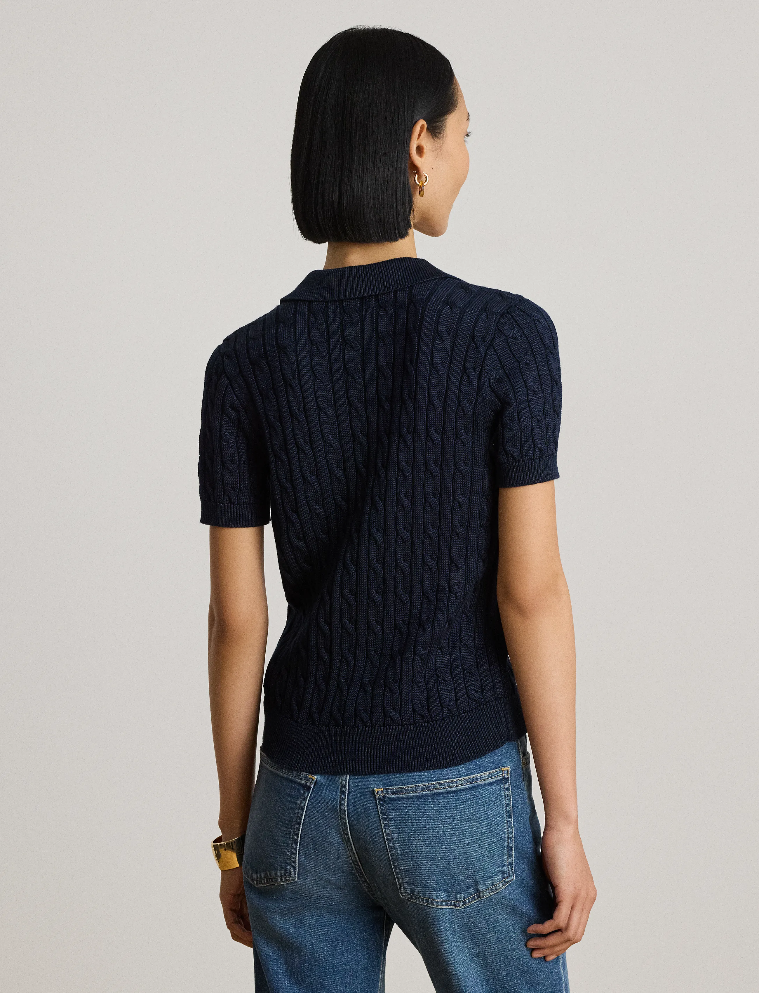 Lauren Ralph Lauren Cable Cotton-Blend Short-Sleeve Sweater stickade tröjor dam – bild 7