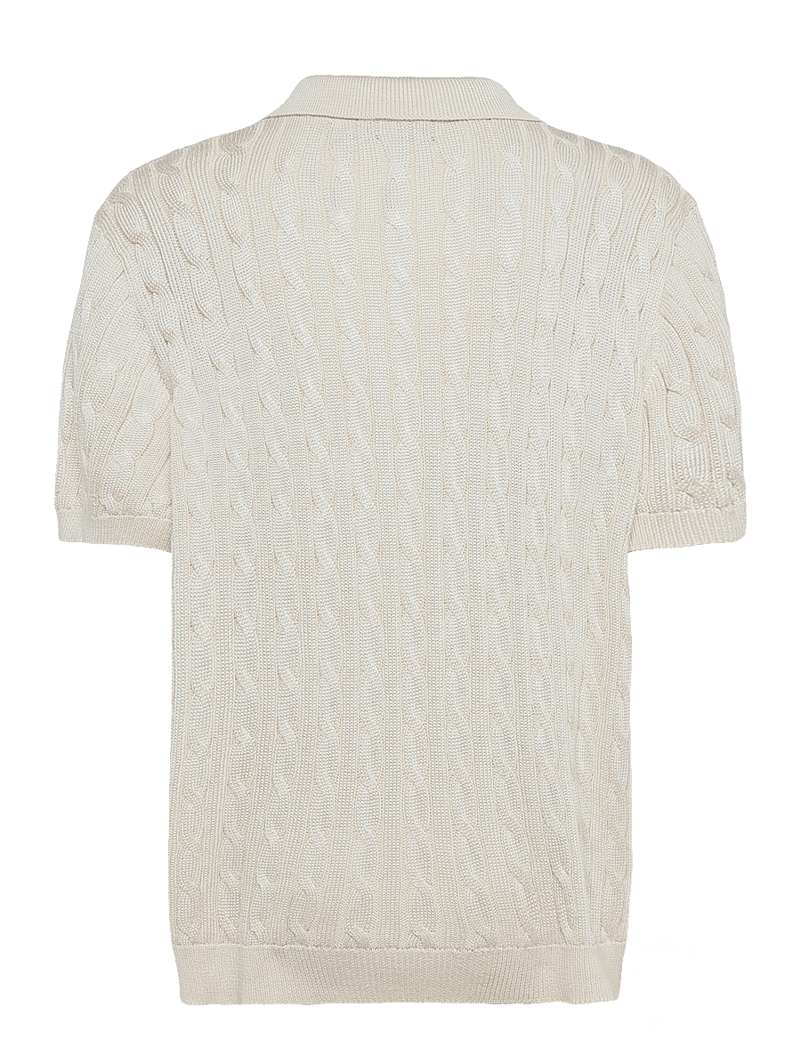 Lauren Ralph Lauren - Cable Cotton-Blend Short-Sleeve Sweater - kampsunid - mascarpone cream - 2