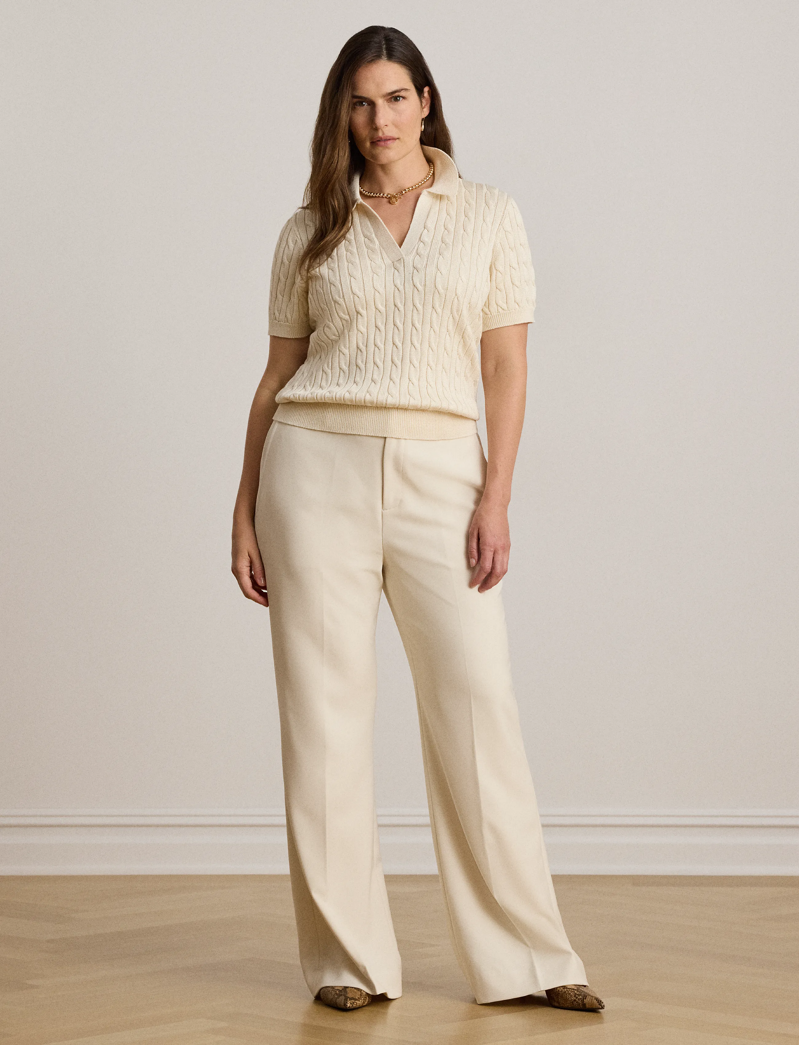 Lauren Ralph Lauren Cable Cotton-Blend Short-Sleeve Sweater stickade tröjor dam – bild 8