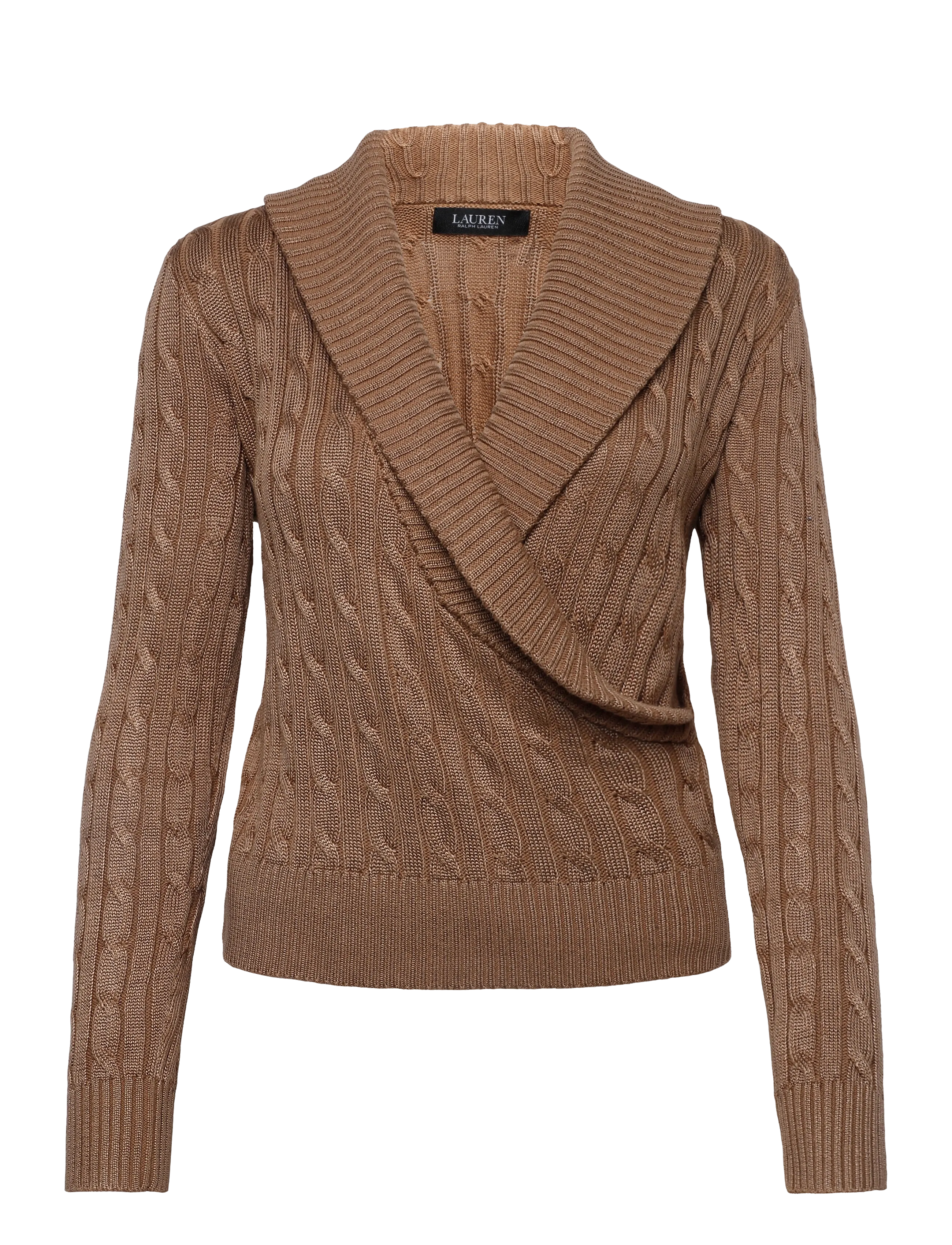 Lauren Ralph Lauren - Cable Cotton-Blend Shawl-Collar Sweater - kampsunid - lauren camel - 1