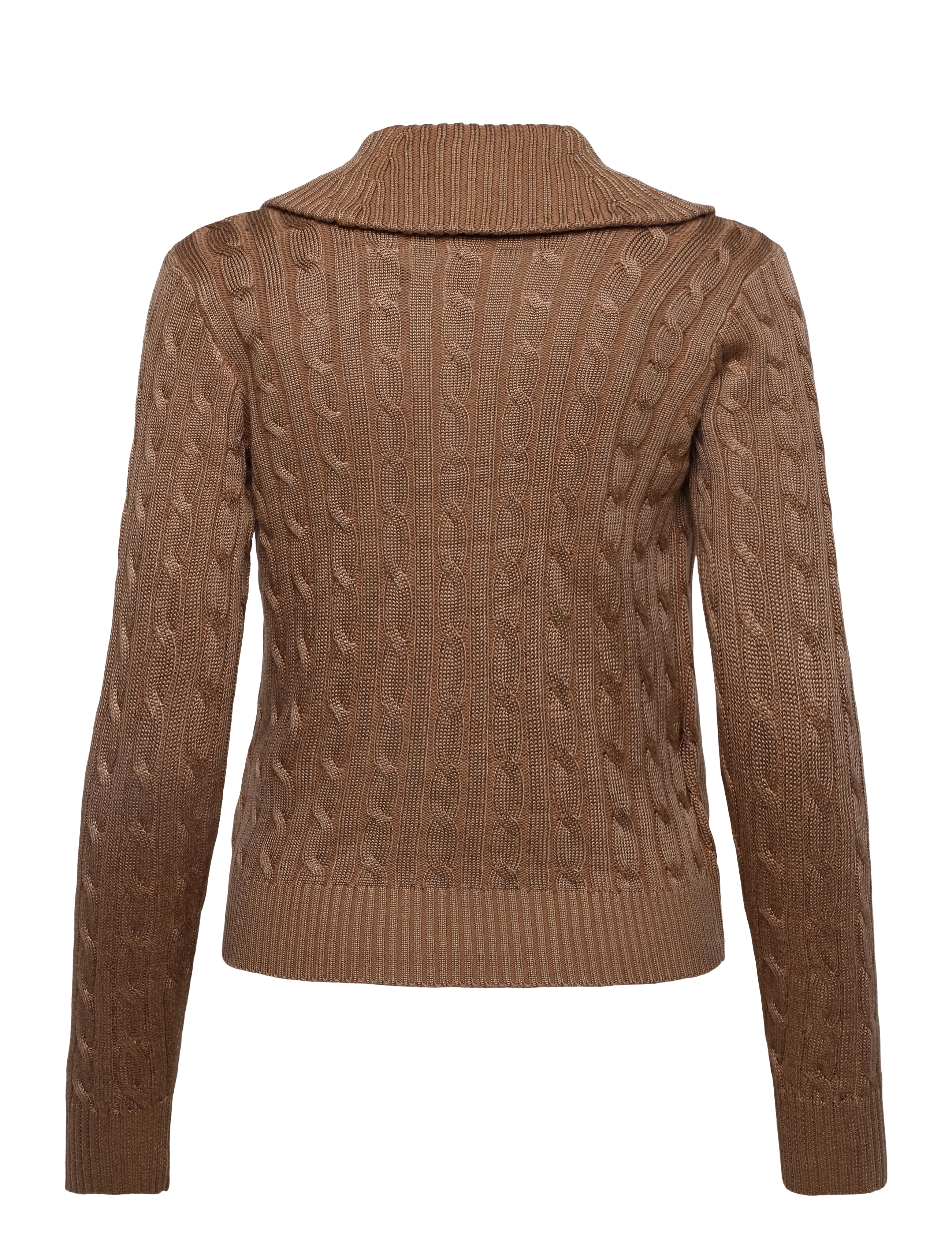 Lauren Ralph Lauren - Cable Cotton-Blend Shawl-Collar Sweater - kampsunid - lauren camel - 2