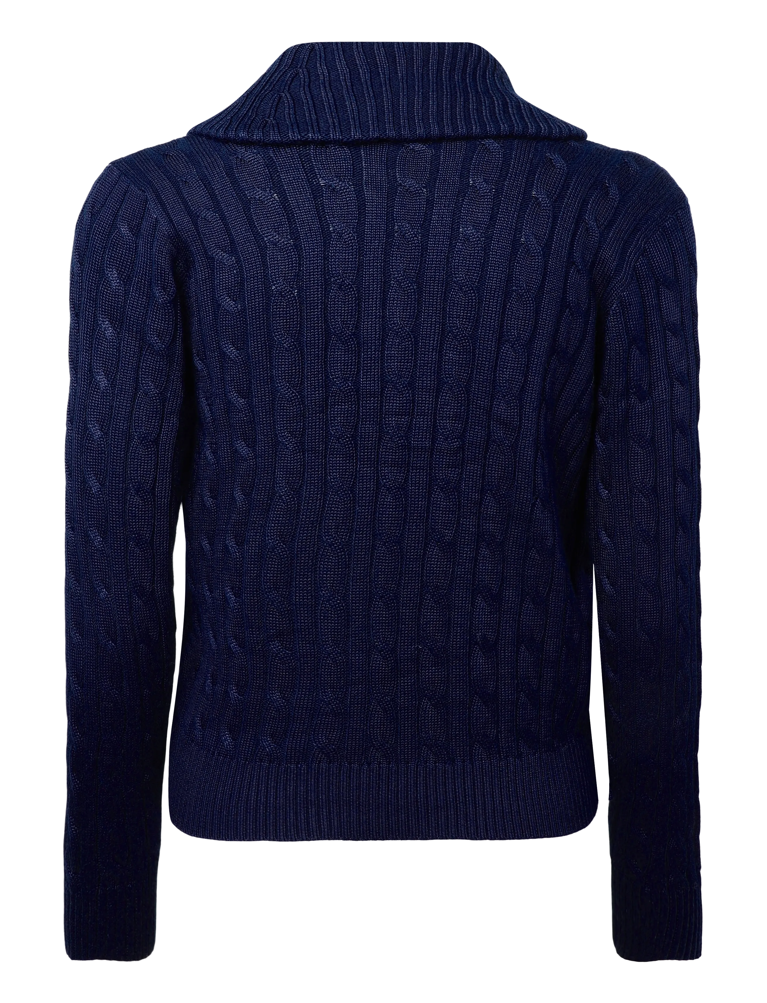 Lauren Ralph Lauren - Cable Cotton-Blend Shawl-Collar Sweater - pullover - lauren navy - 3