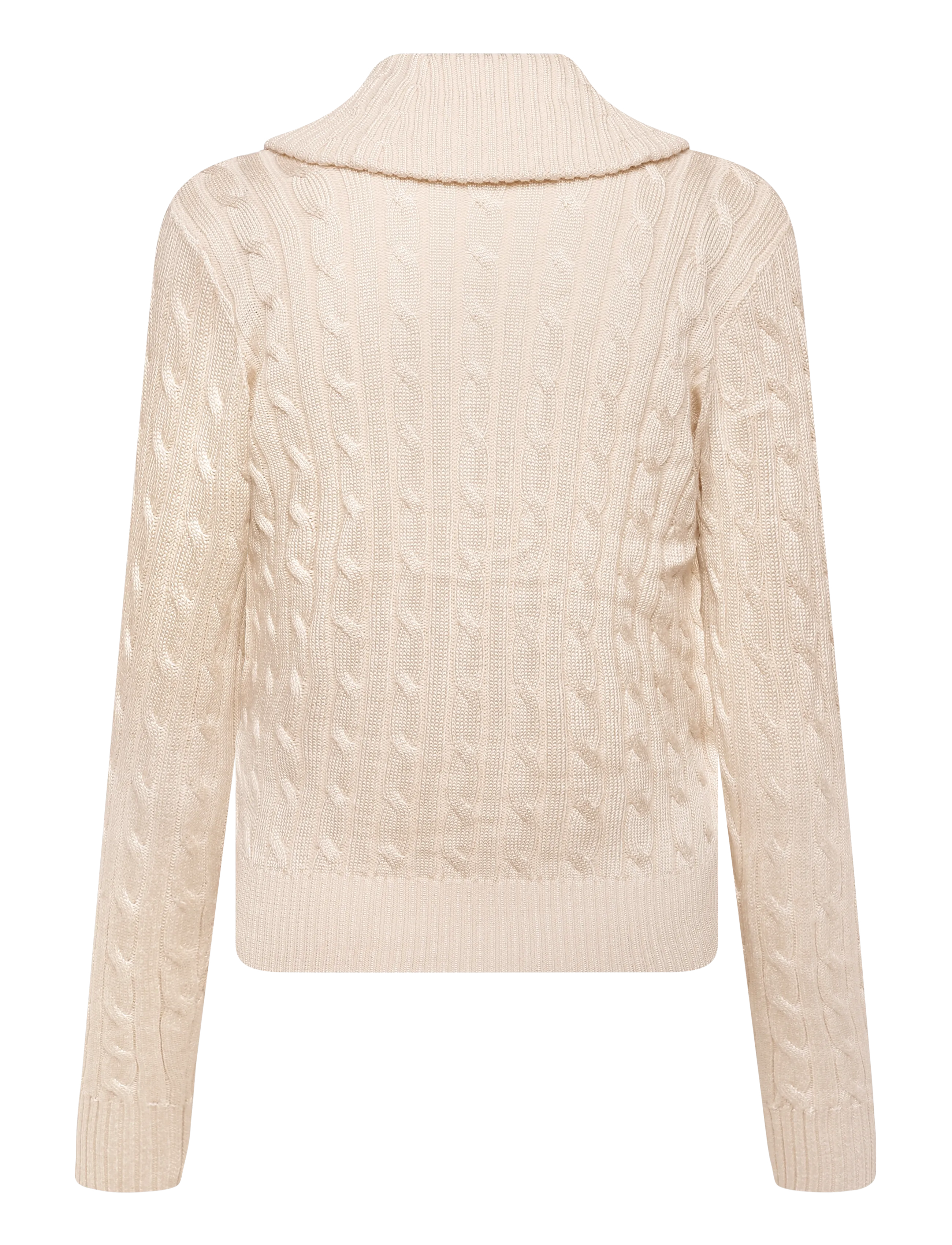 Lauren Ralph Lauren - Cable Cotton-Blend Shawl-Collar Sweater - jumpers - mascarpone cream - 2
