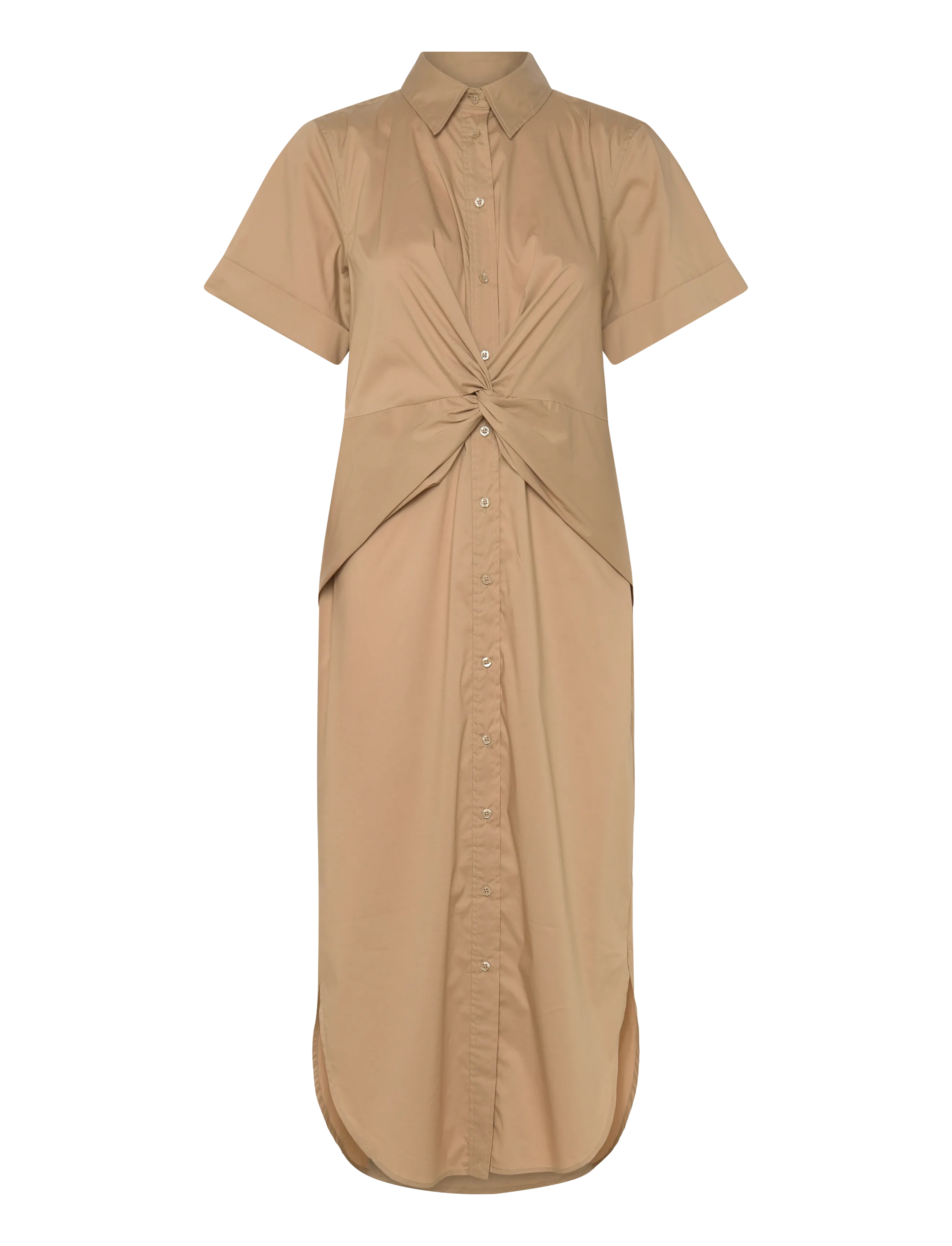 Lauren Ralph Lauren - Twist-Front Cotton-Blend Shirtdress - sommarklänningar - birch tan - 1