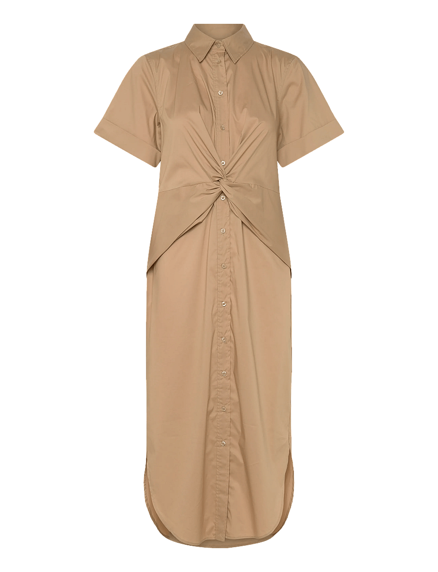 Lauren Ralph Lauren - Twist-Front Cotton-Blend Shirtdress - sommarklänningar - birch tan - 1