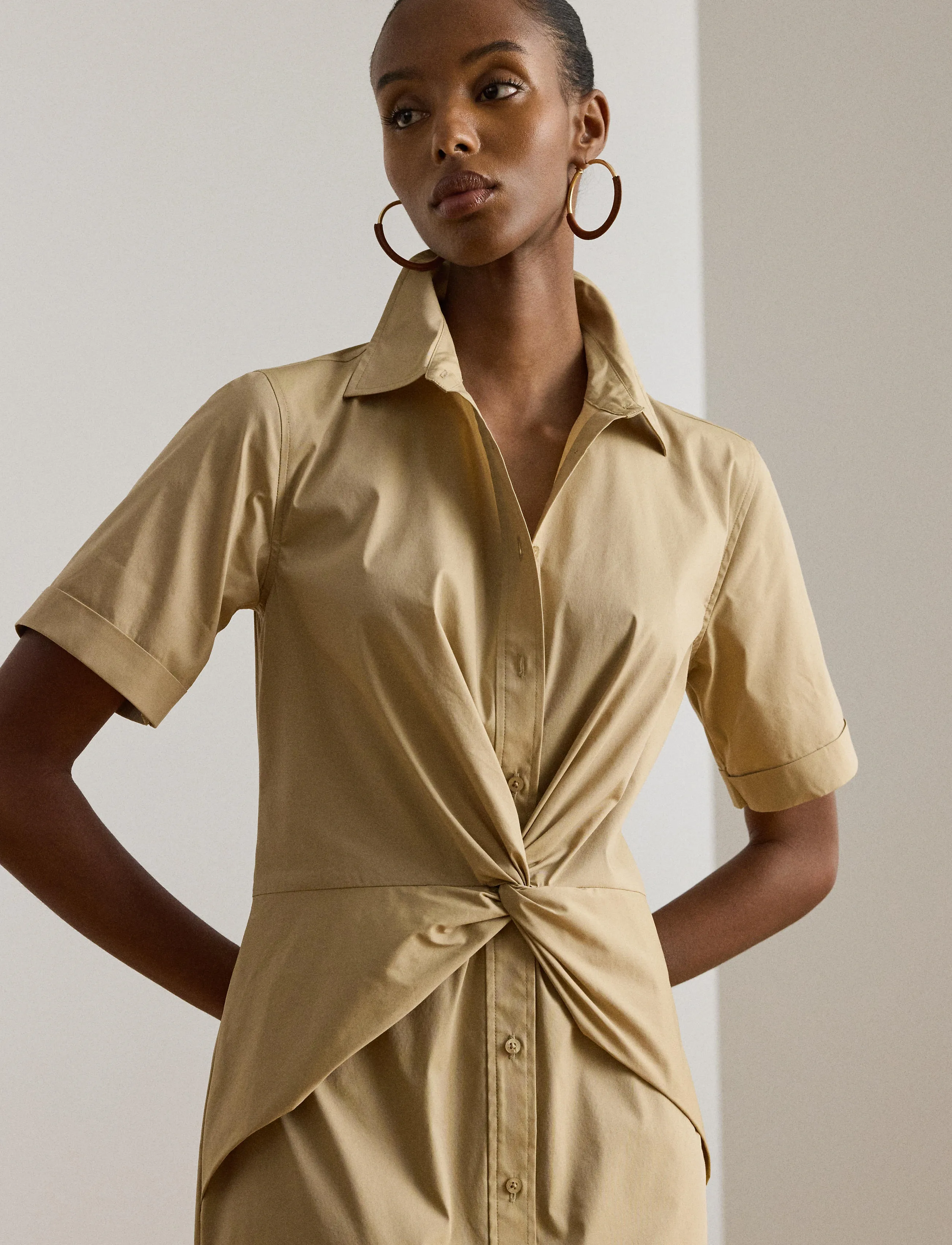 Lauren Ralph Lauren Twist-Front Cotton-Blend Shirtdress skjortklänningar dam – bild 3