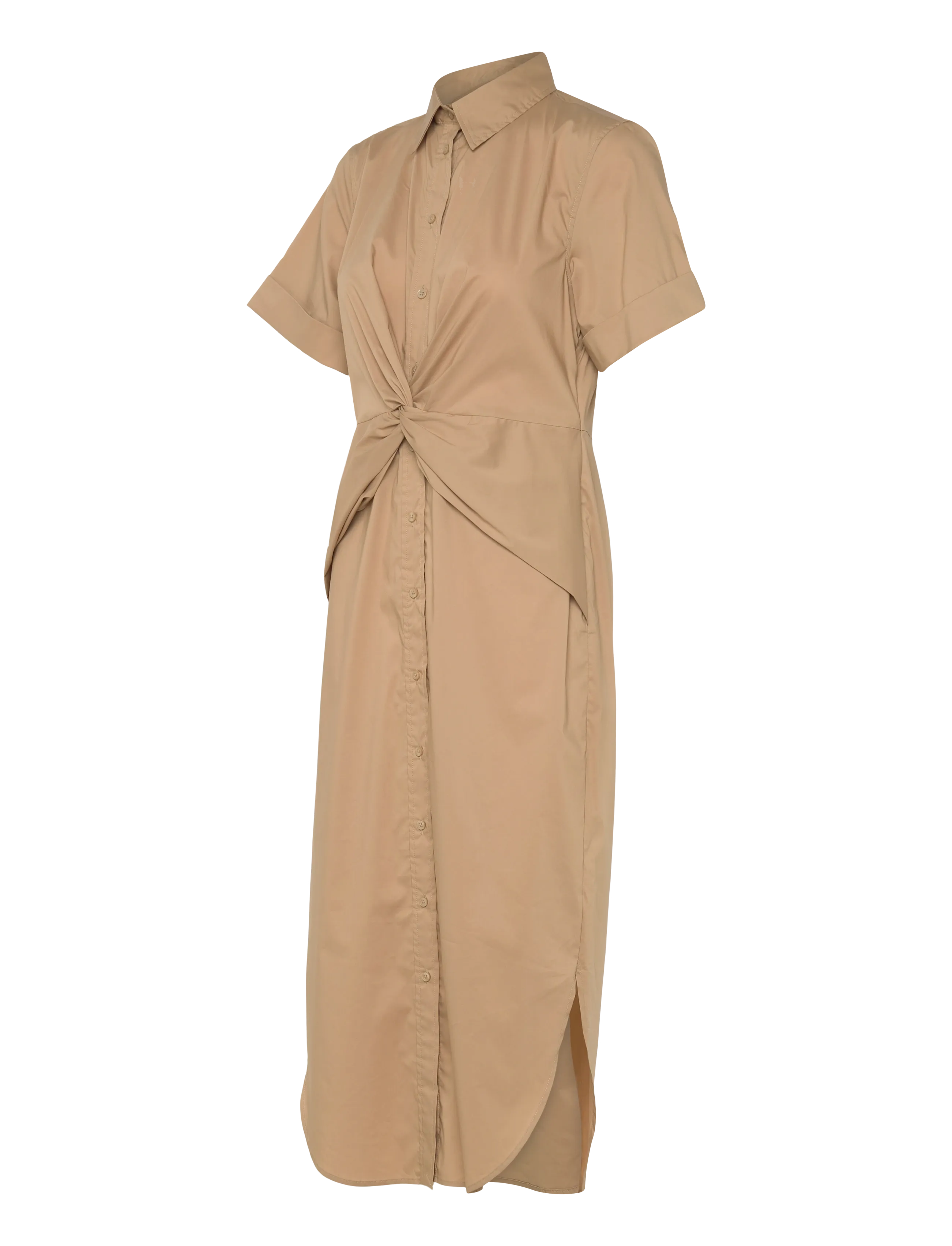Lauren Ralph Lauren - Twist-Front Cotton-Blend Shirtdress - sommarklänningar - birch tan - 3