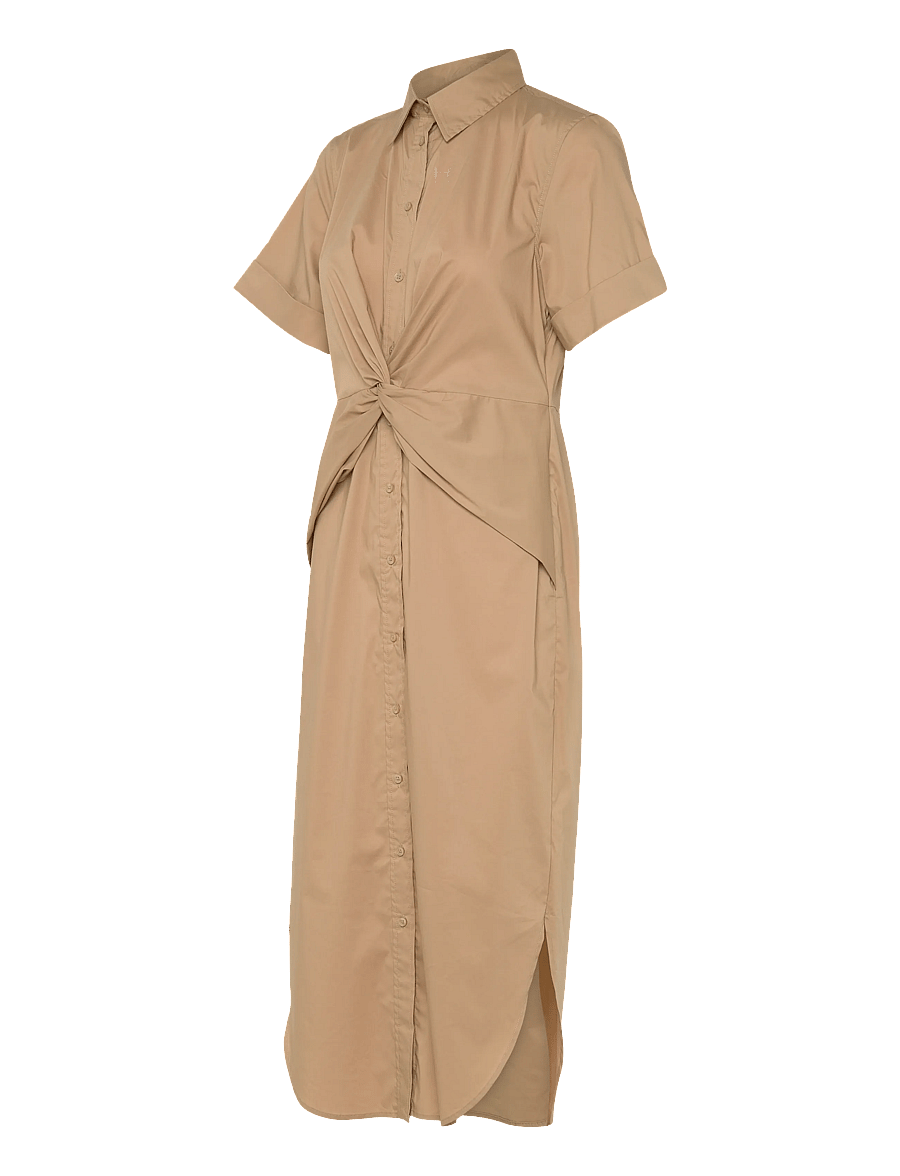 Lauren Ralph Lauren - Twist-Front Cotton-Blend Shirtdress - sommarklänningar - birch tan - 3