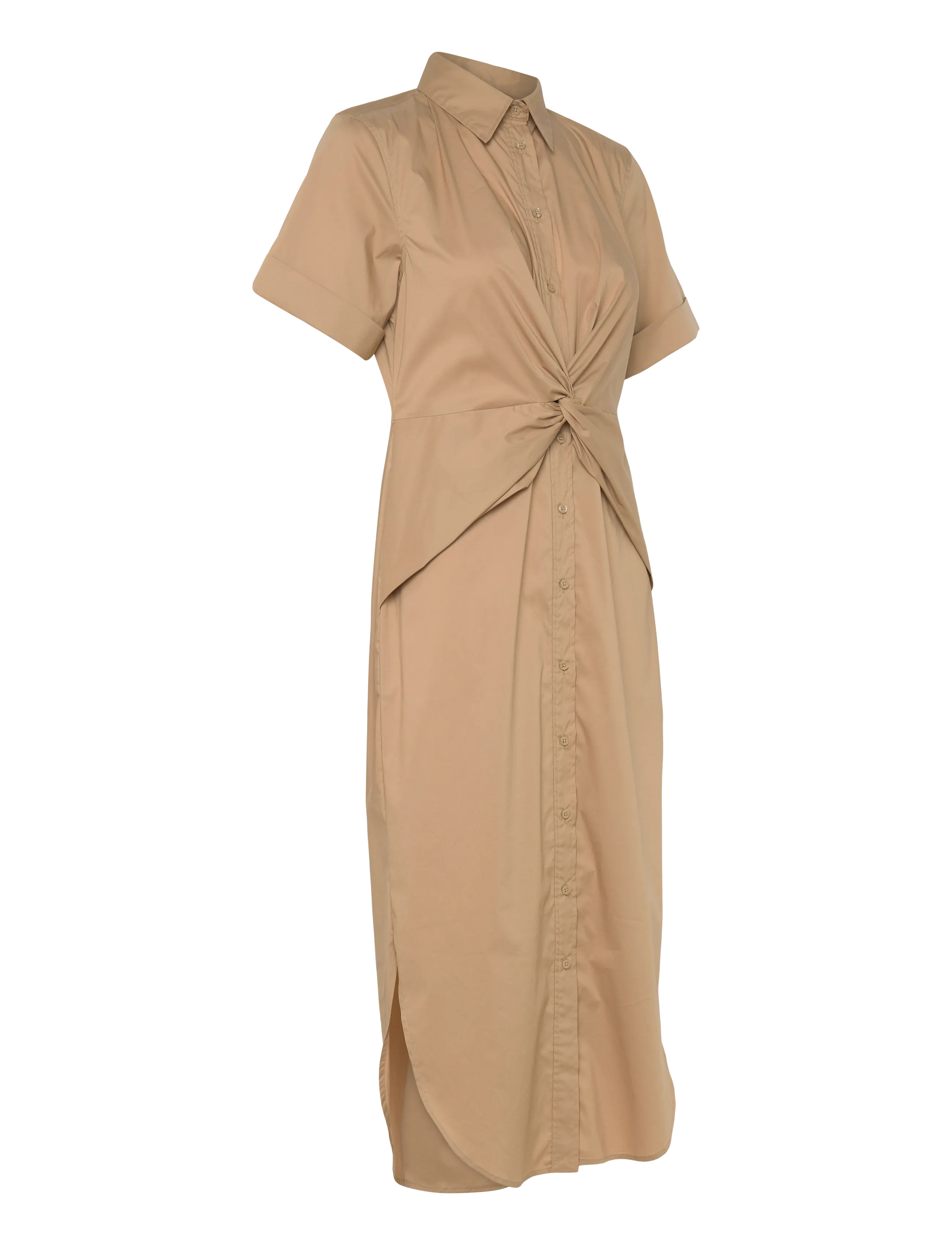 Lauren Ralph Lauren - Twist-Front Cotton-Blend Shirtdress - sommarklänningar - birch tan - 4