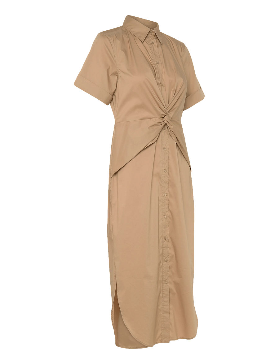 Lauren Ralph Lauren - Twist-Front Cotton-Blend Shirtdress - sommarklänningar - birch tan - 4