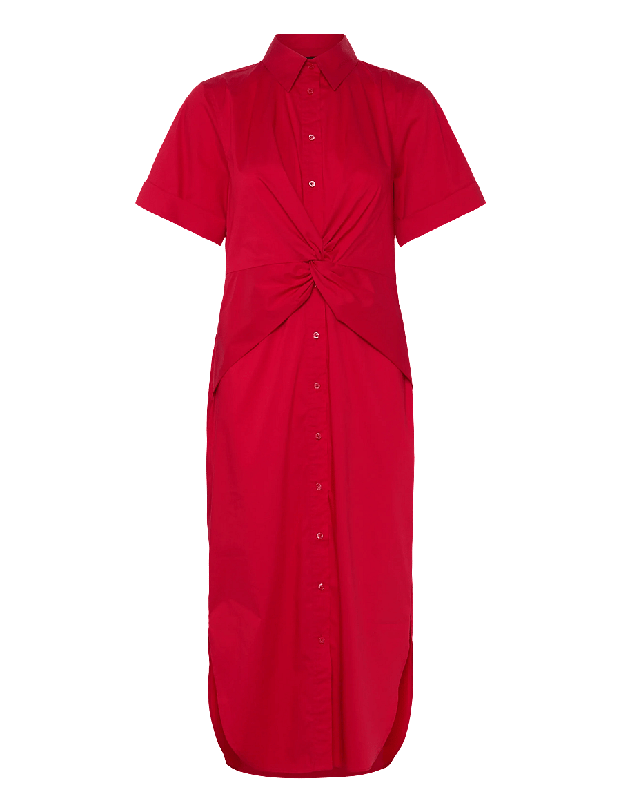 Lauren Ralph Lauren - Twist-Front Cotton-Blend Shirtdress - robes d'été - cruise red - 1