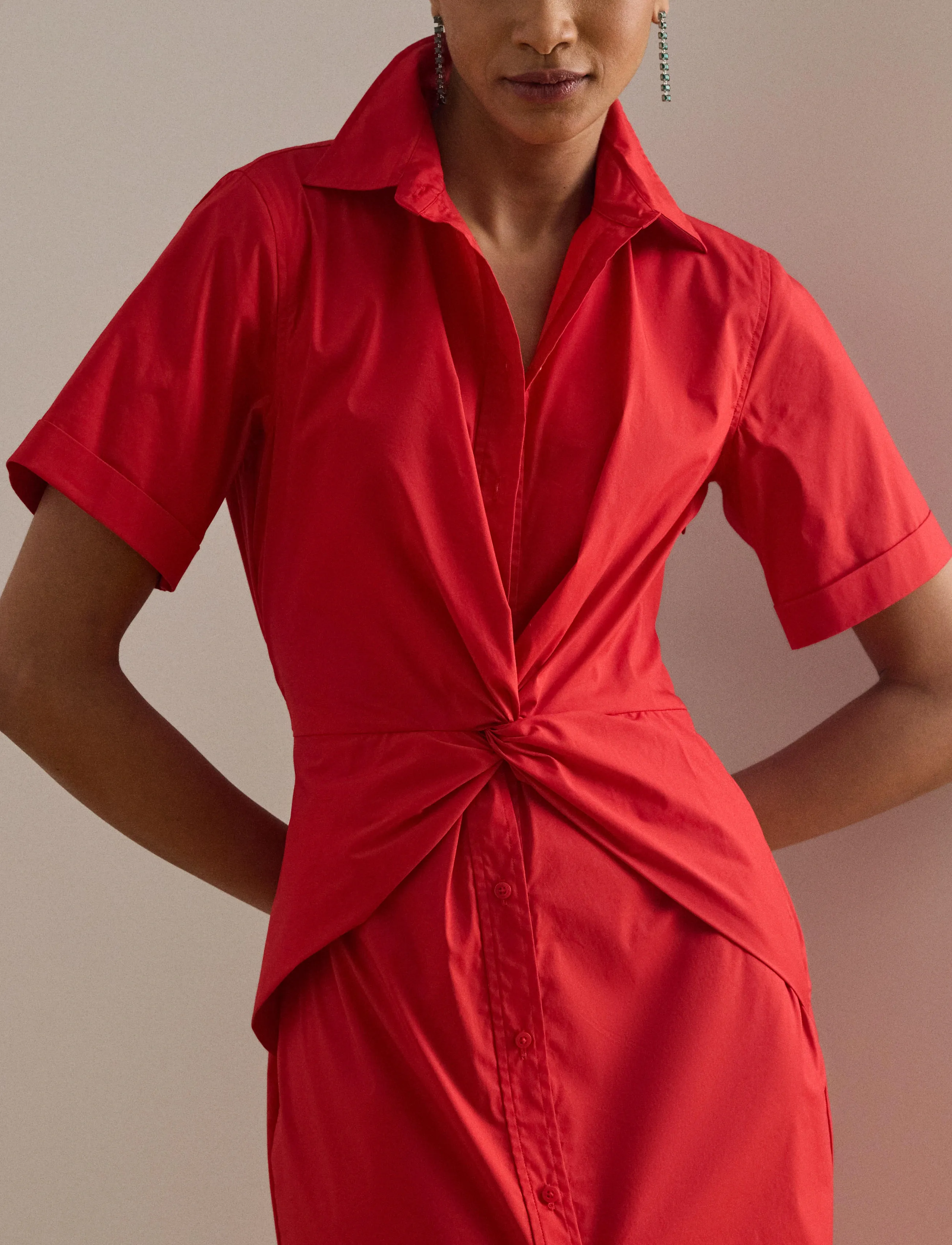 Lauren Ralph Lauren Twist-Front Cotton-Blend Shirtdress skjortklänningar dam – bild 3