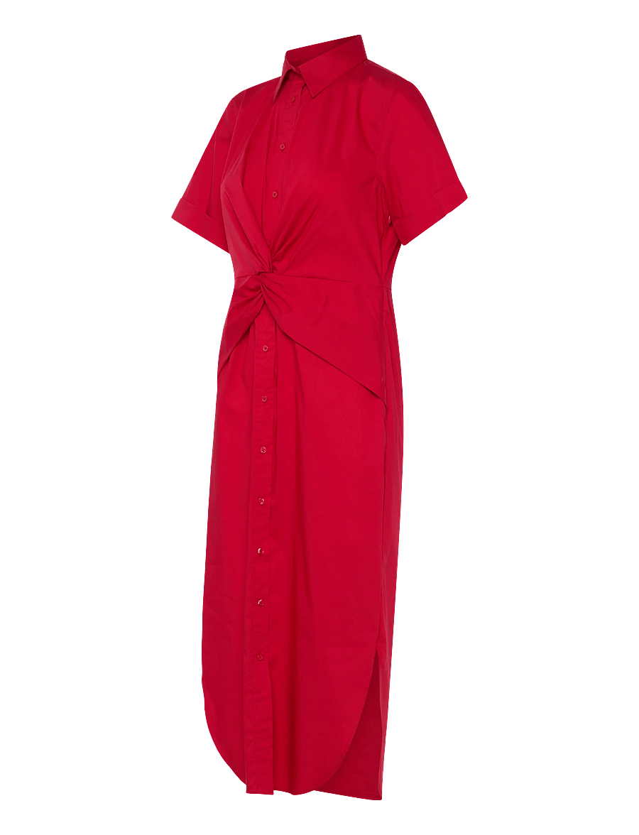 Lauren Ralph Lauren - Twist-Front Cotton-Blend Shirtdress - robes d'été - cruise red - 3