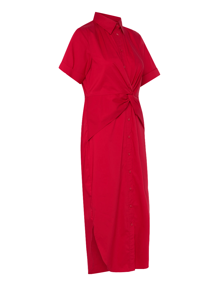 Lauren Ralph Lauren - Twist-Front Cotton-Blend Shirtdress - robes d'été - cruise red - 4