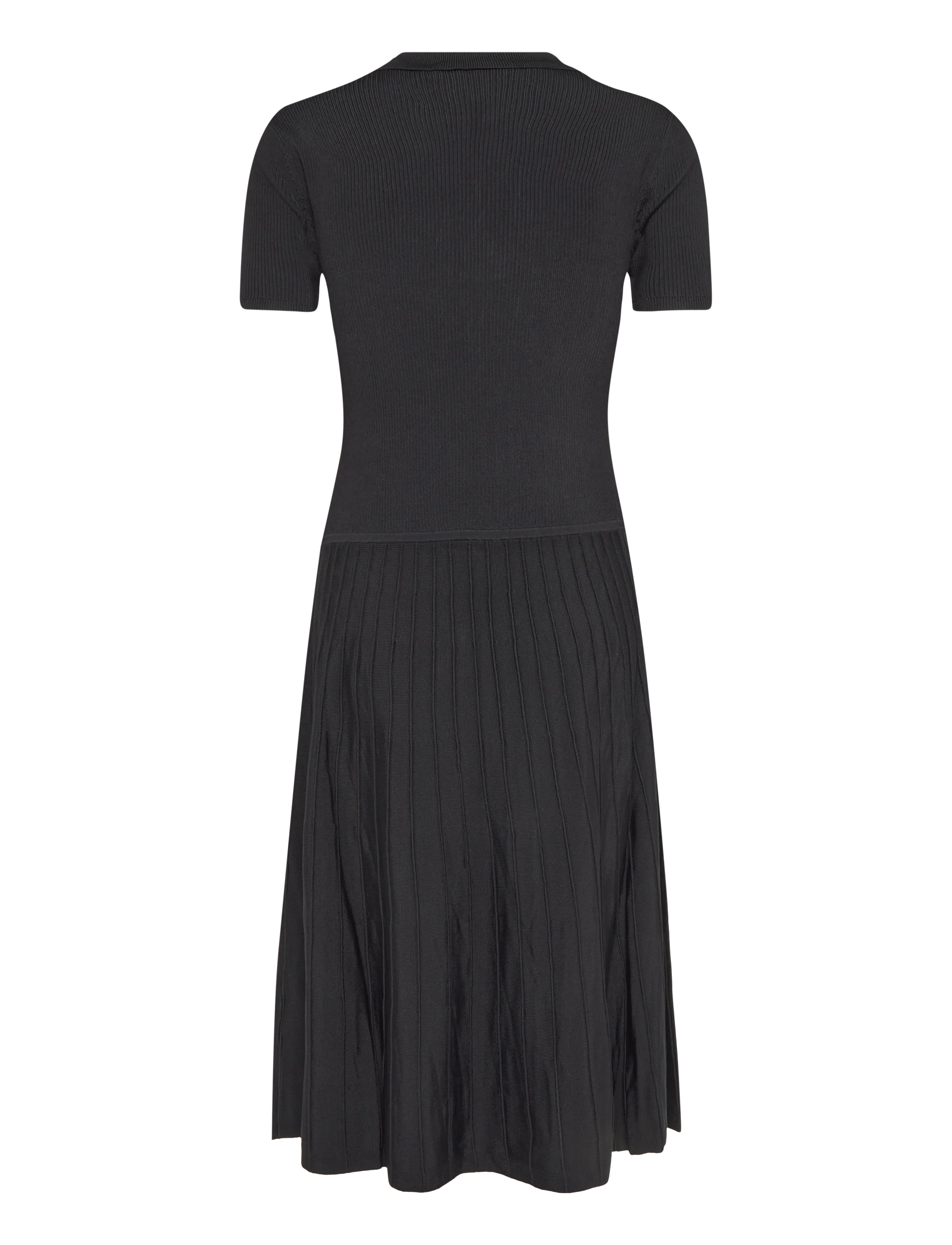 Lauren Ralph Lauren - Ribbstickad klänning med kort ärm - midiklänningar - black - 3