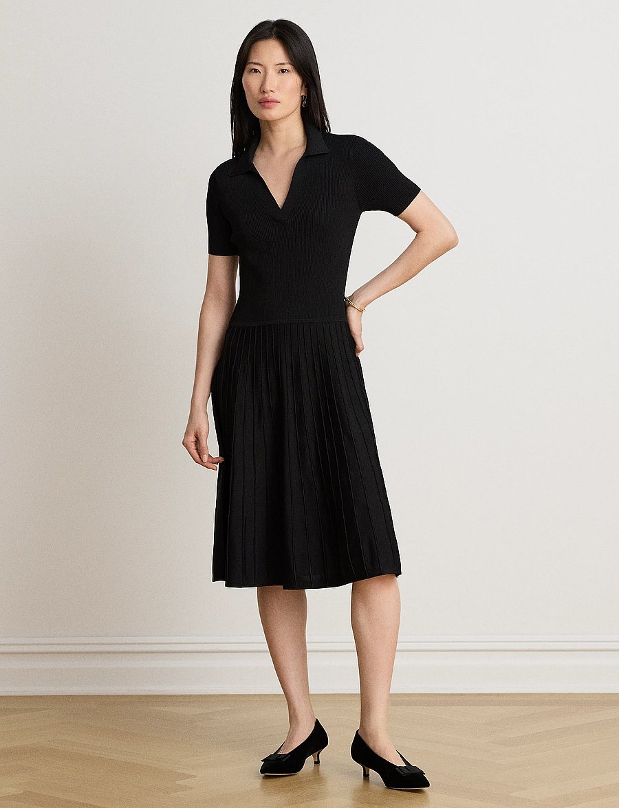 Lauren Ralph Lauren - MATTE RAYON/NYLON-SWTR-DRESSES - midiklänningar - black - 0