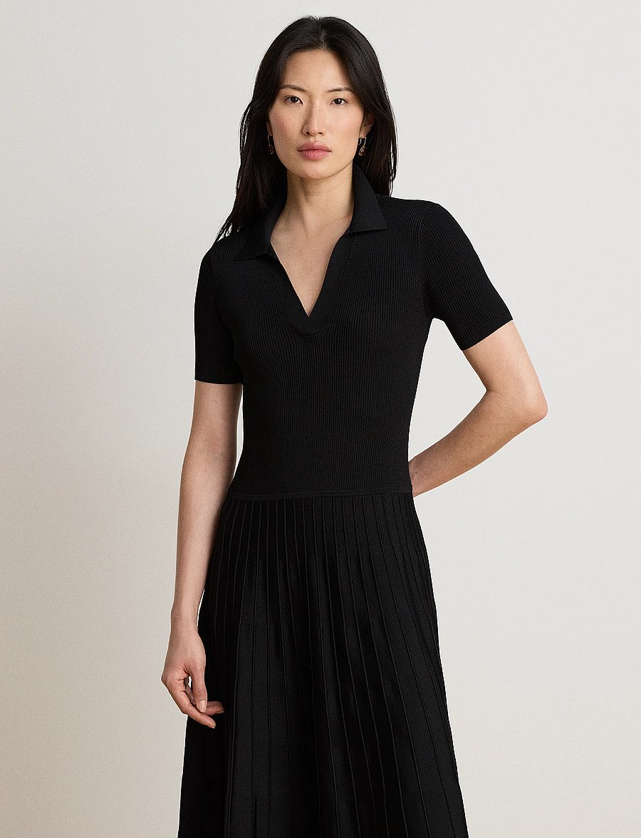 Lauren Ralph Lauren - MATTE RAYON/NYLON-SWTR-DRESSES - midiklänningar - black - 3