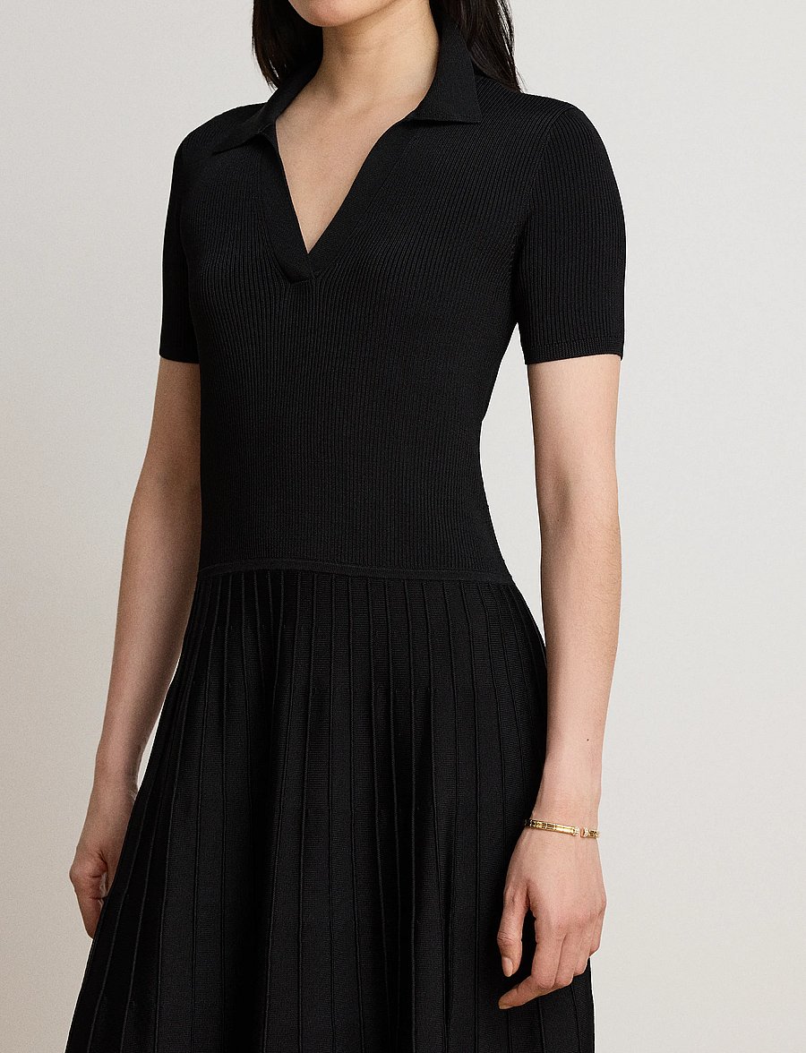 Lauren Ralph Lauren - MATTE RAYON/NYLON-SWTR-DRESSES - midiklänningar - black - 4