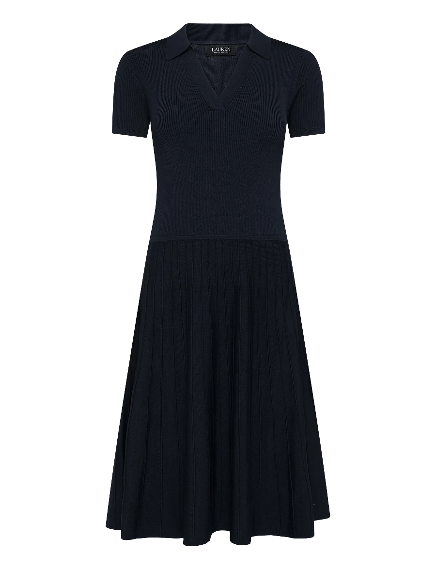 Lauren Ralph Lauren - Rib-Knit Short-Sleeve Sweater Dress - strickkleider - lauren navy - 1