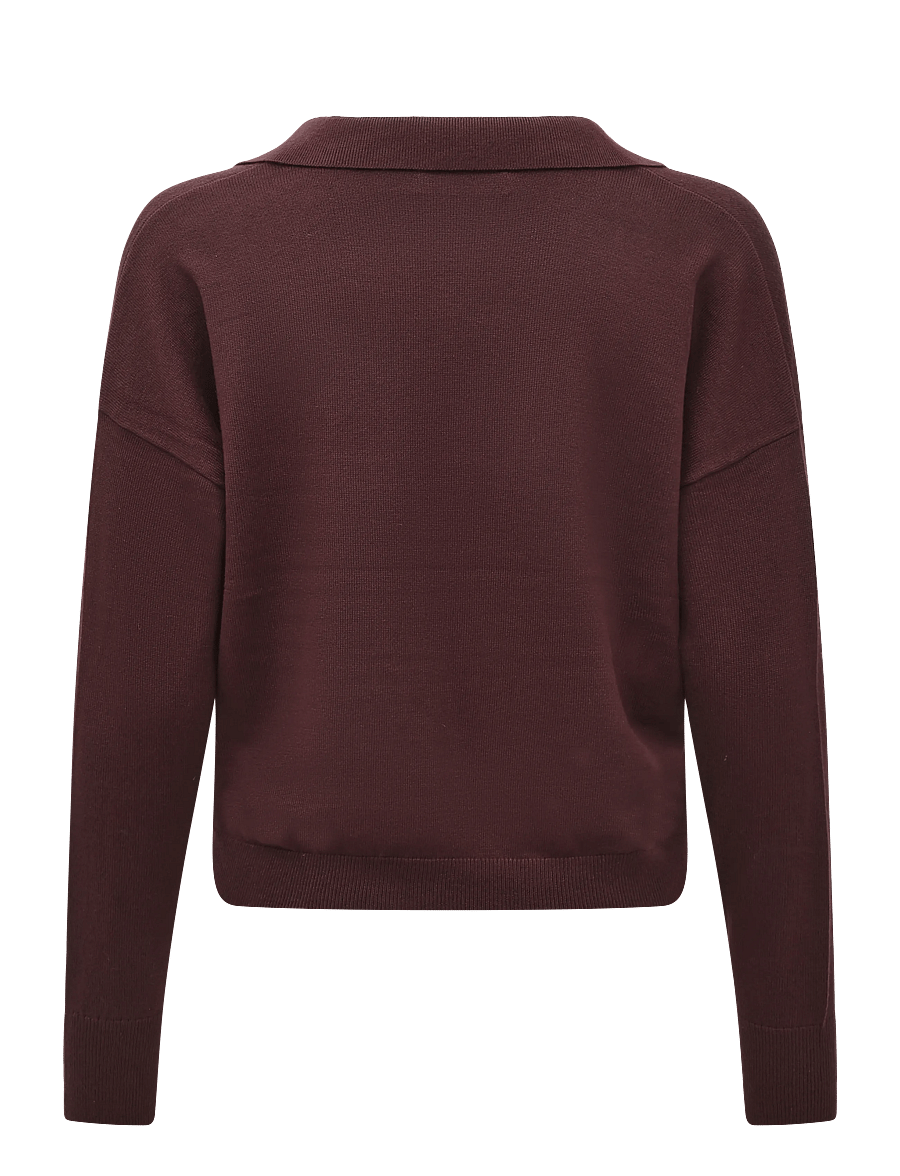 Lauren Ralph Lauren - Cotton-Modal Polo Sweater - stickade tröjor - dark garnet - 2