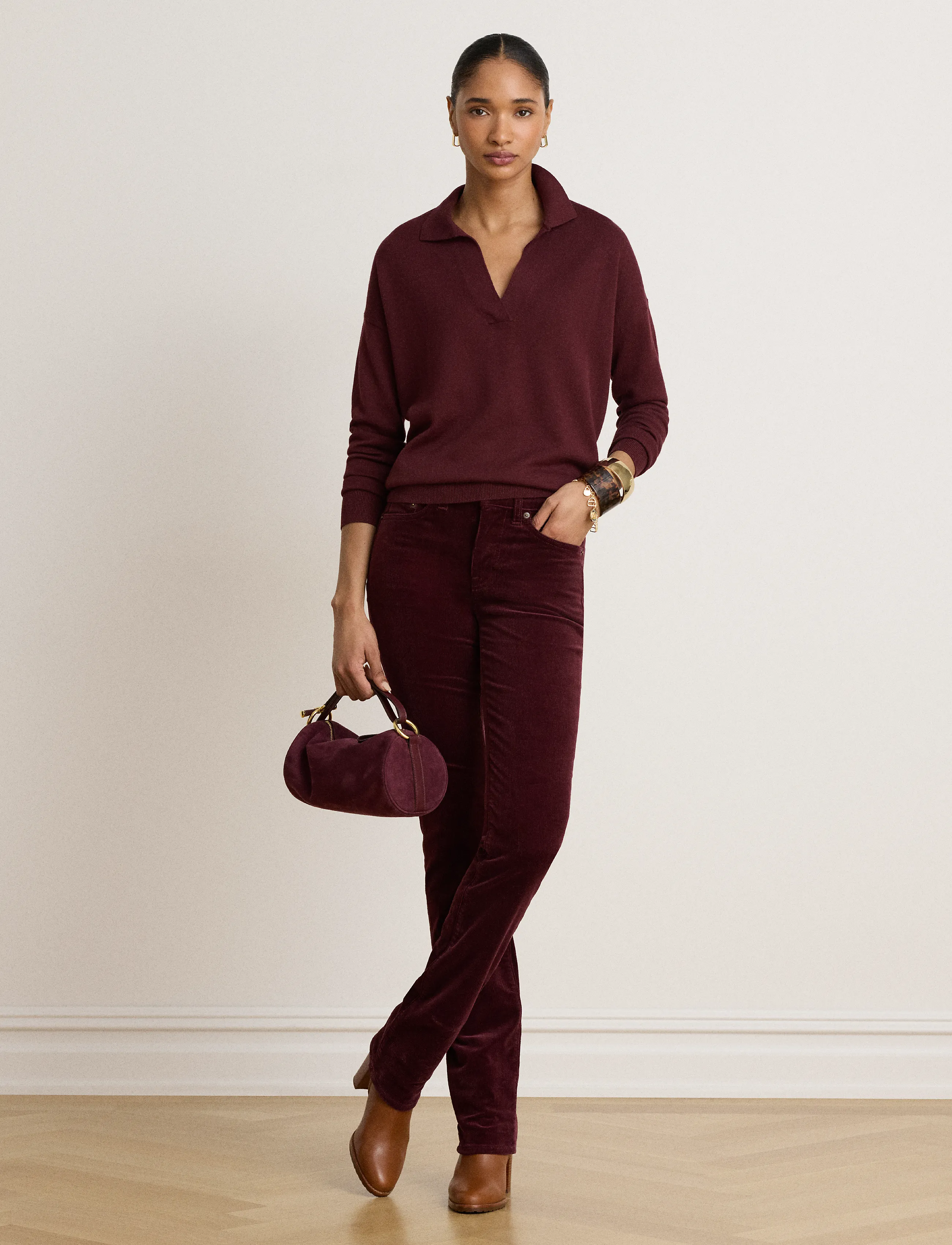 Lauren Ralph Lauren COTTON MODAL-SWEATER-PULLOVER - Tøj - DARK GARNET / burgundy