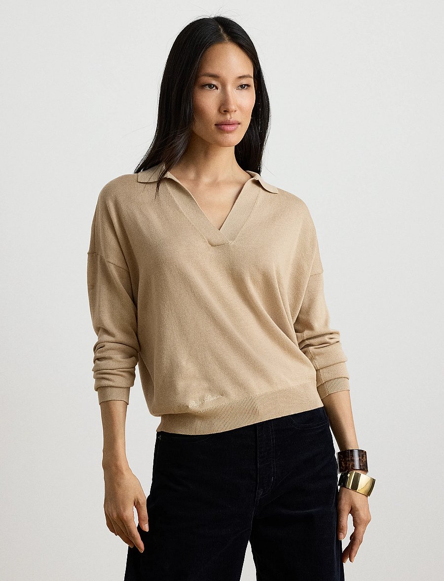 Lauren Ralph Lauren - Cotton-Modal Polo Sweater - pullover - light lauren came - 0