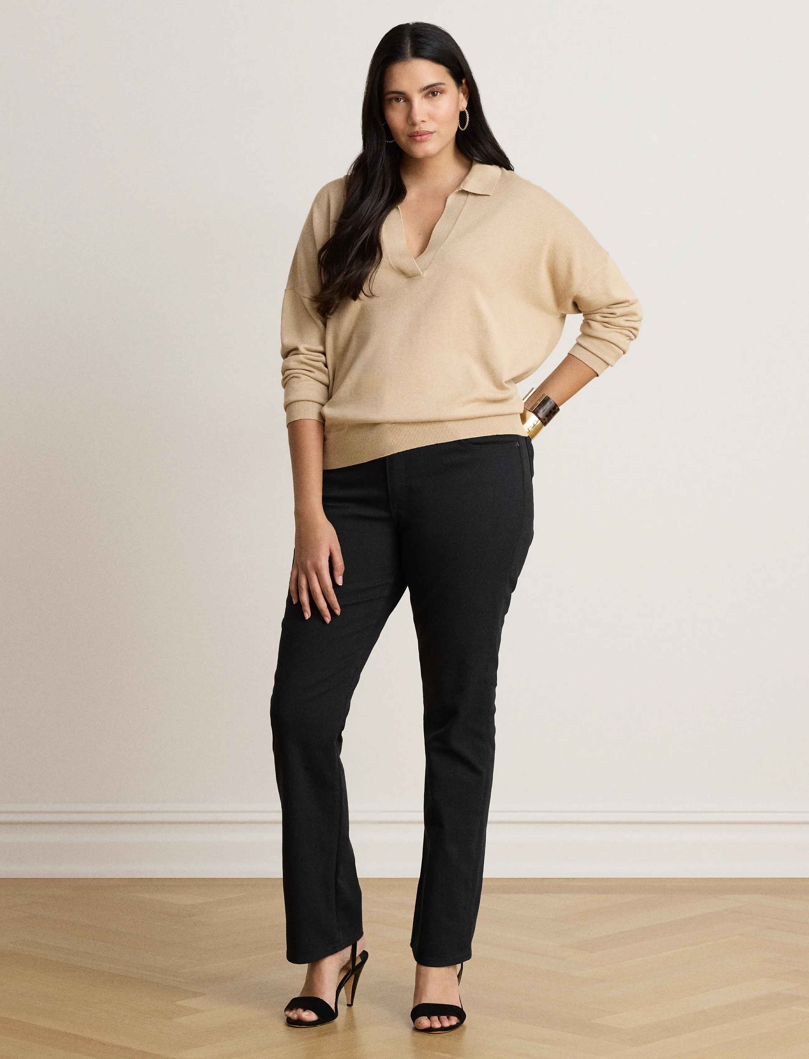 Lauren Ralph Lauren - Cotton-Modal Polo Sweater - light lauren came - 4