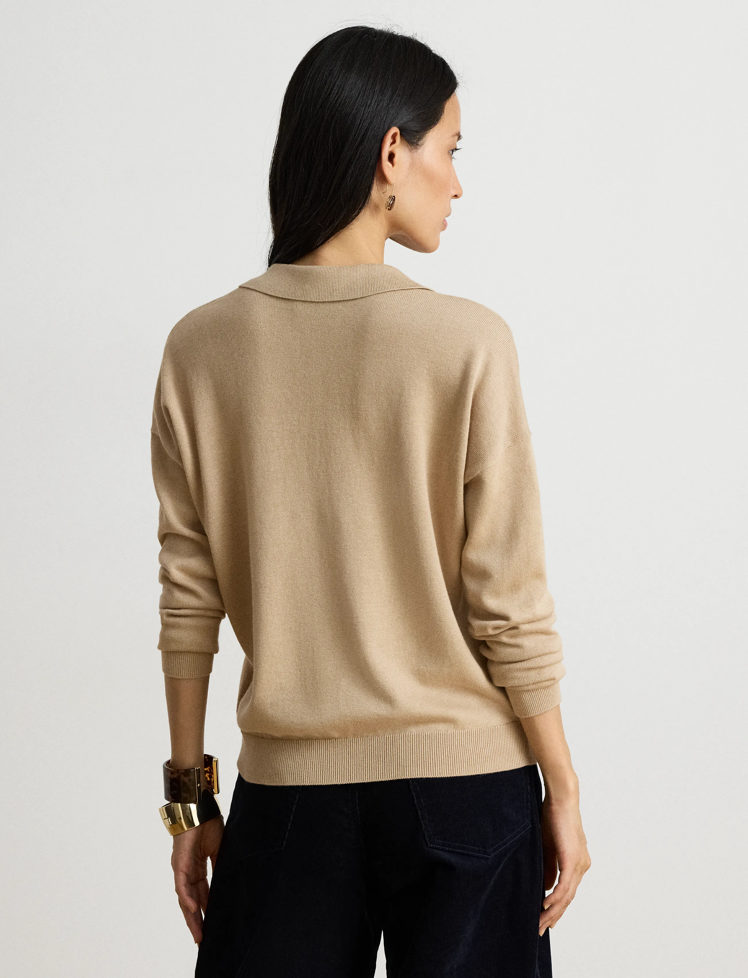 Lauren Ralph Lauren Cotton-Modal Polo Sweater - Lauren Ralph Lauren - LIGHT LAUREN CAME / beige