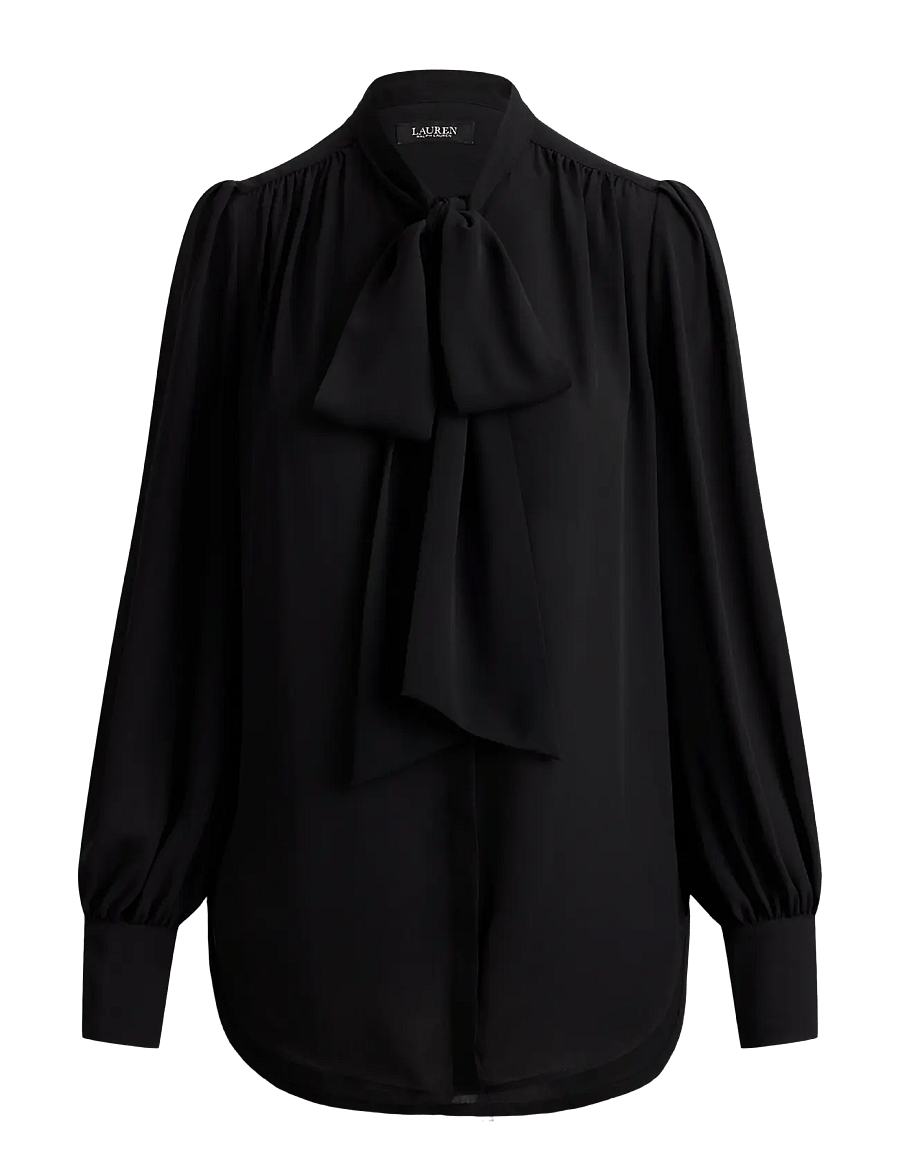 Lauren Ralph Lauren - DRAPEY POLY GGT 122-TOP - pikkade varrukatega pluusid - black - 1
