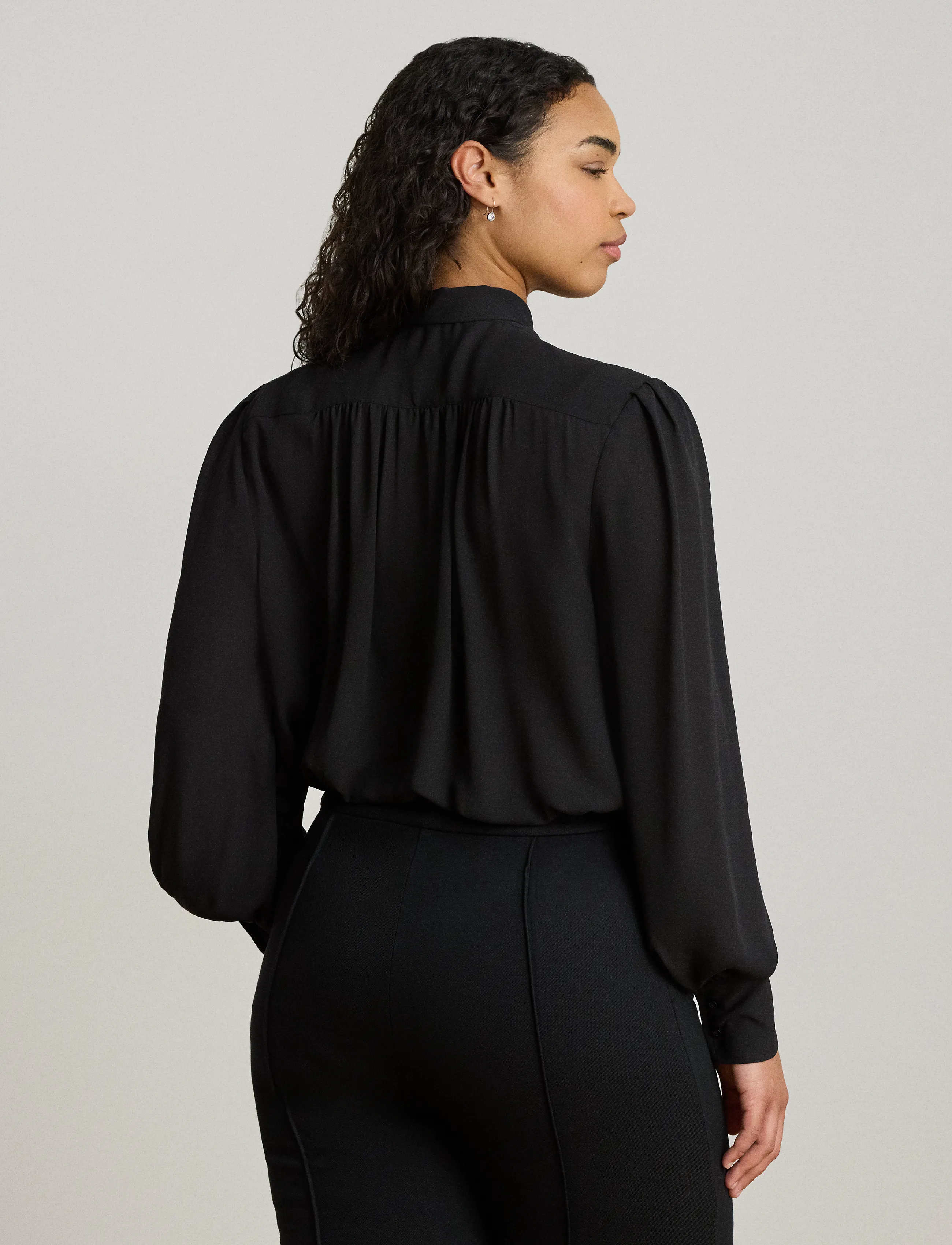 Lauren Ralph Lauren - DRAPEY POLY GGT 122-TOP - pikkade varrukatega pluusid - black - 2