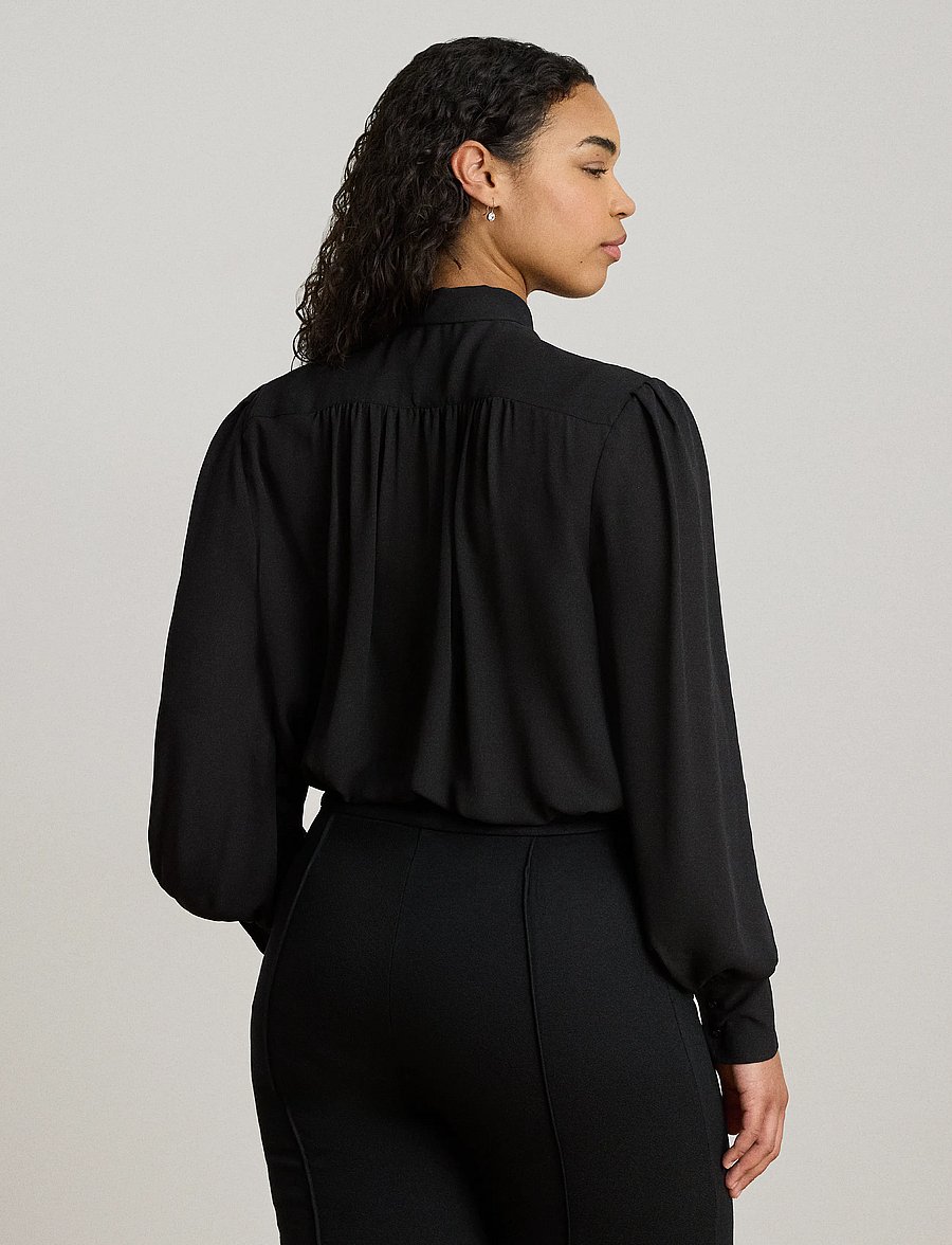 Lauren Ralph Lauren - DRAPEY POLY GGT 122-TOP - pikkade varrukatega pluusid - black - 2