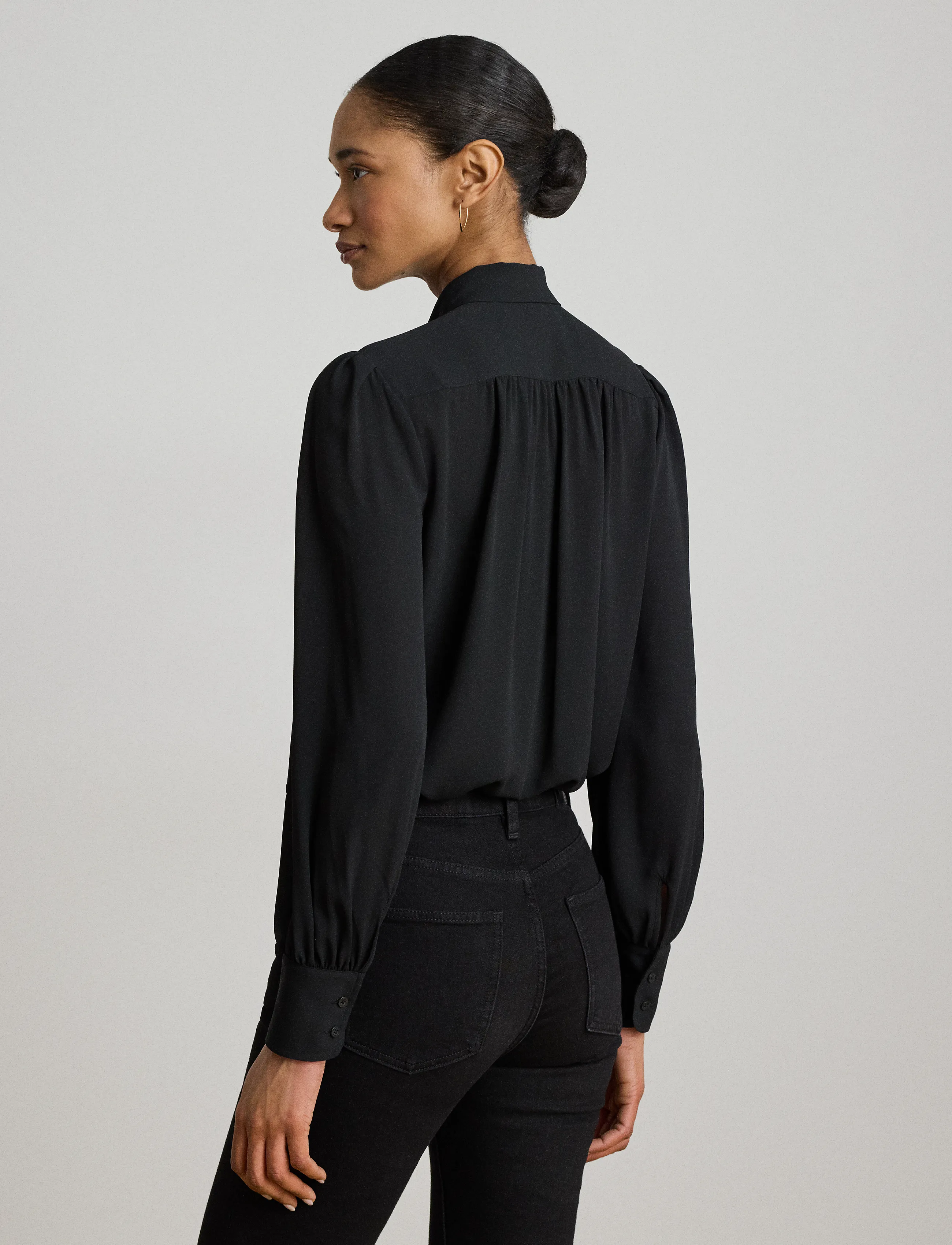 Lauren Ralph Lauren - DRAPEY POLY GGT 122-TOP - pikkade varrukatega pluusid - black - 4