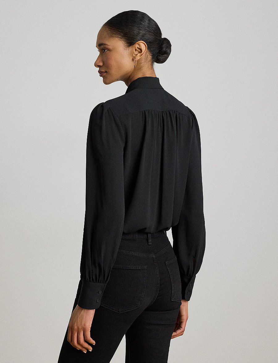 Lauren Ralph Lauren - DRAPEY POLY GGT 122-TOP - pikkade varrukatega pluusid - black - 4
