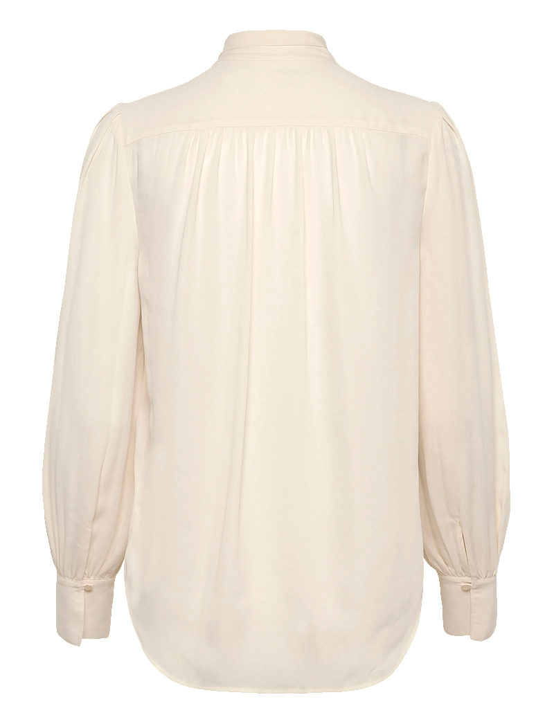 Lauren Ralph Lauren - Georgette Tie-Neck Blouse - langærmede bluser - mascarpone cream - 1