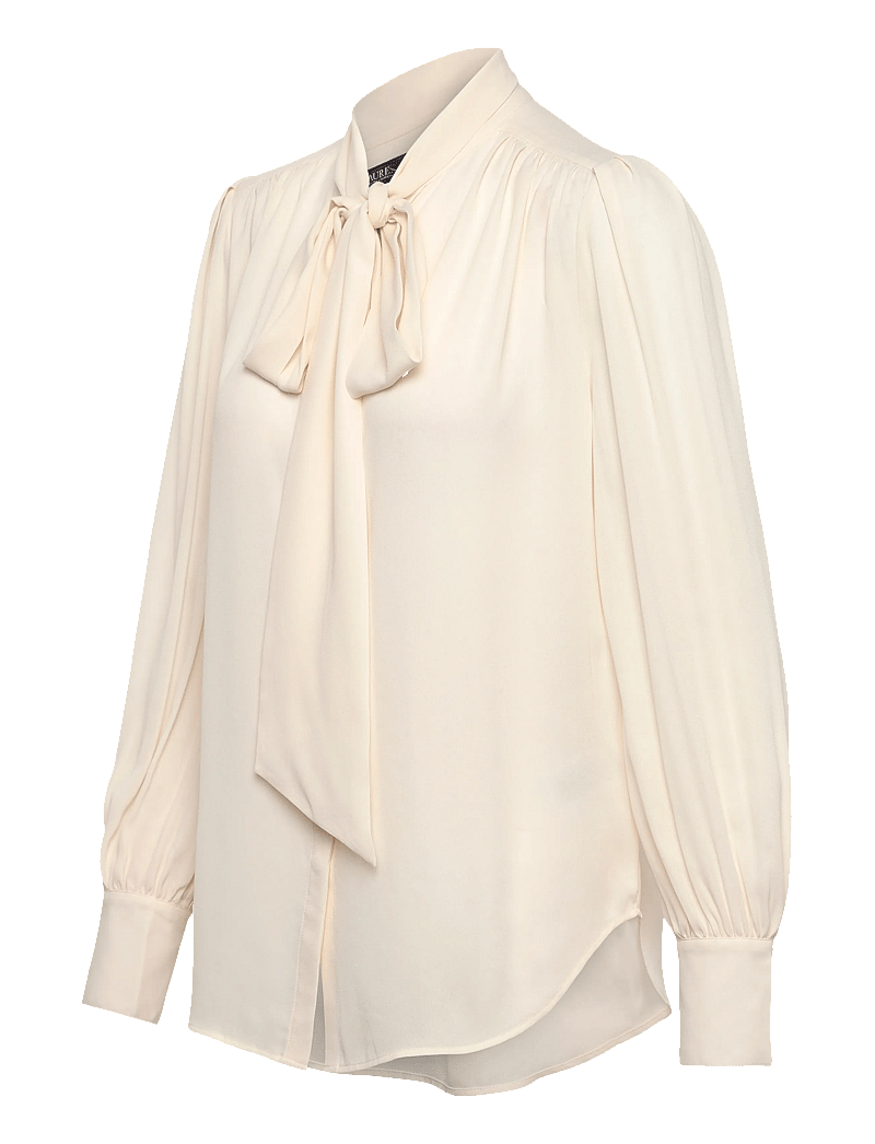 Lauren Ralph Lauren - Georgette Tie-Neck Blouse - langärmlige blusen - mascarpone cream - 3