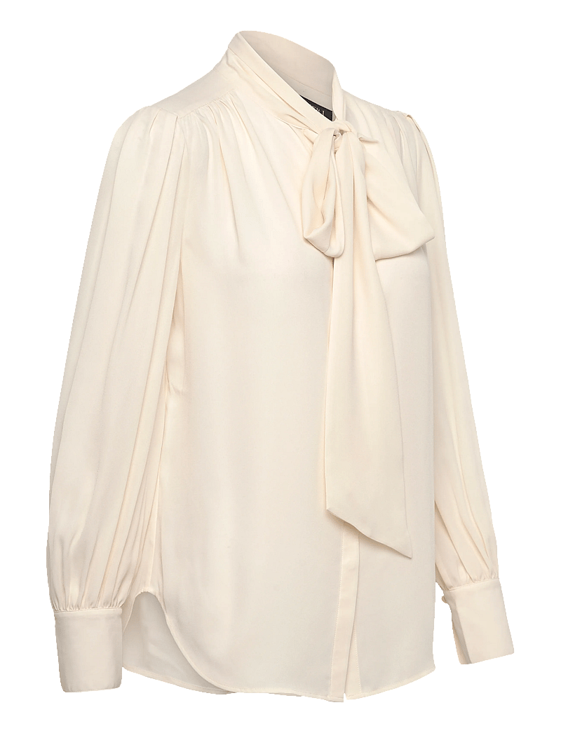 Lauren Ralph Lauren - Georgette Tie-Neck Blouse - langærmede bluser - mascarpone cream - 3