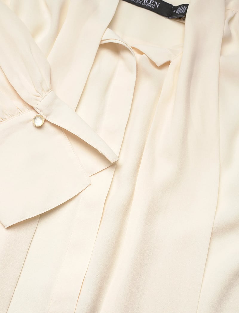 Lauren Ralph Lauren - Georgette Tie-Neck Blouse - langærmede bluser - mascarpone cream - 4