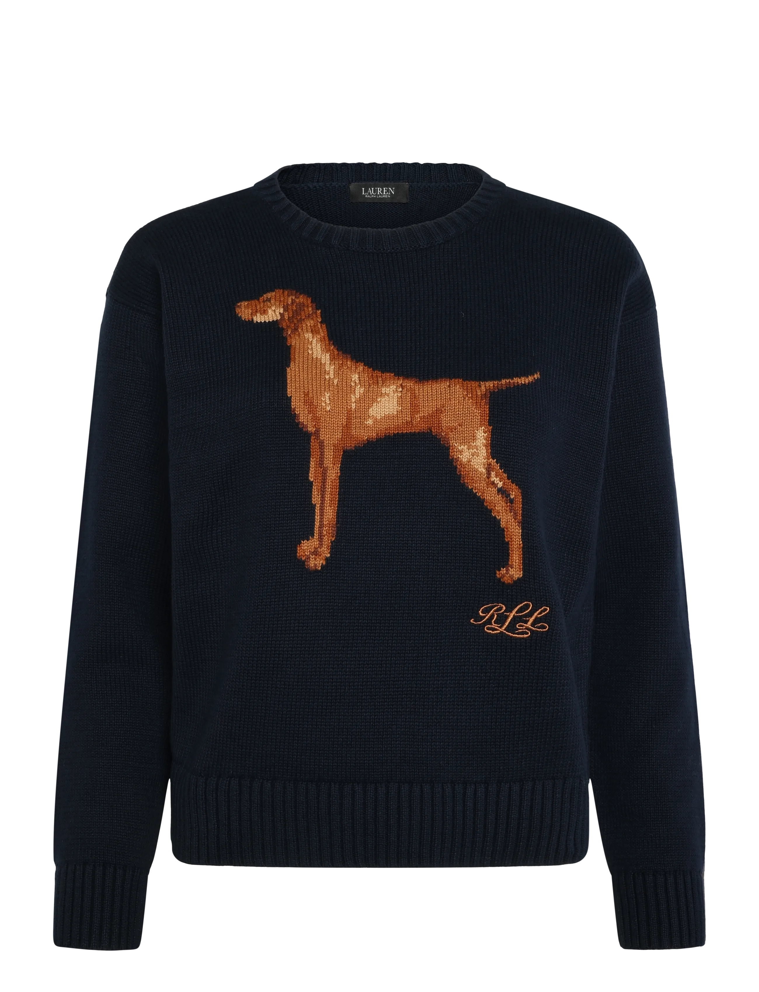 Lauren Ralph Lauren Intarsia-Knit Vizsla Cotton Sweater - Clothing - LAUREN NAVY MULTI / navy