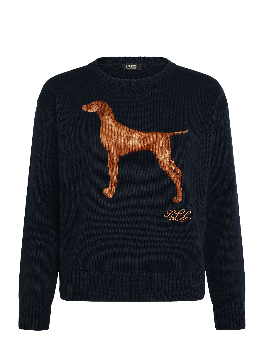 Lauren Ralph Lauren - Intarsia-Knit Vizsla Cotton Sweater - pullover - lauren navy multi - 1