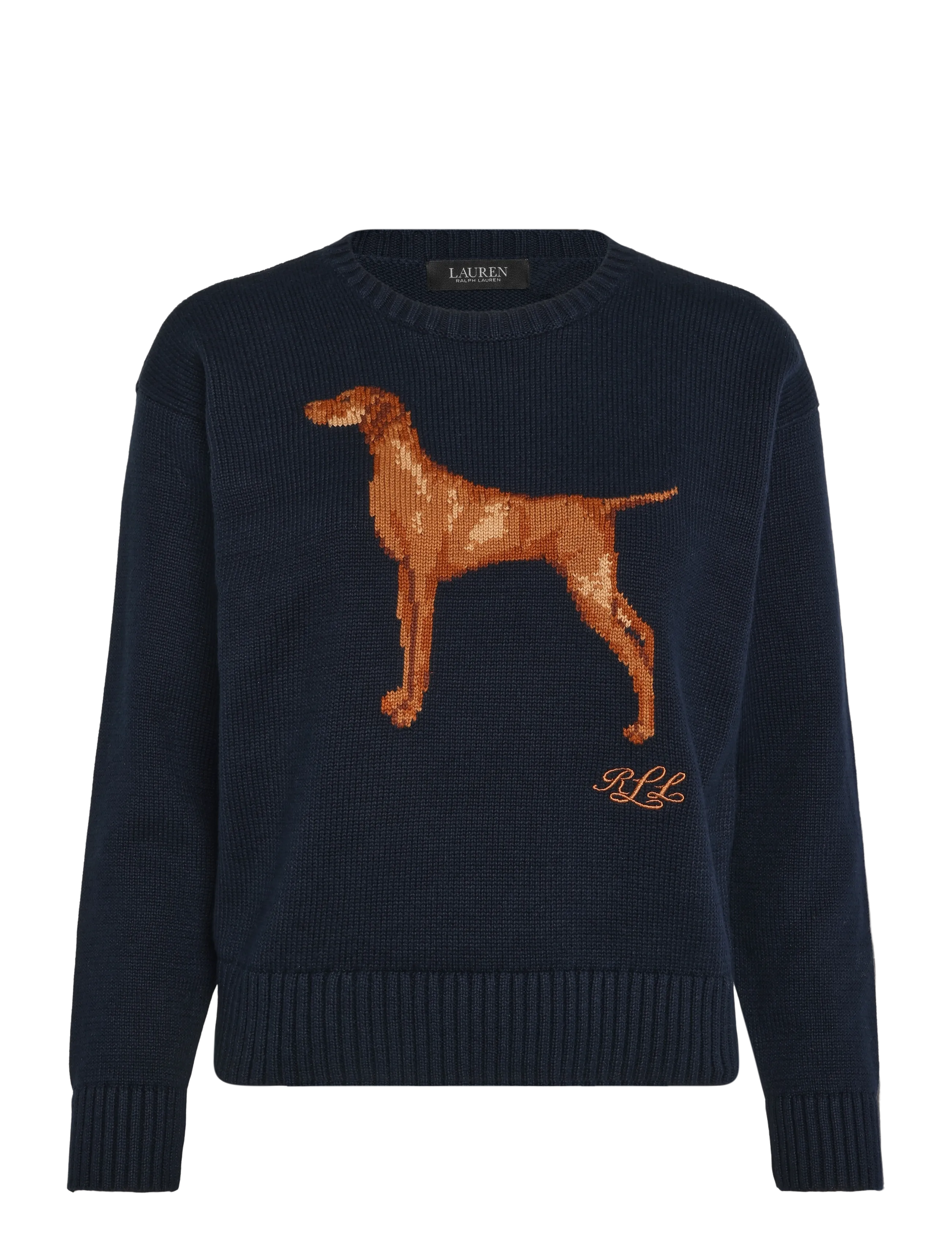 Lauren Ralph Lauren Intarsia-Knit Vizsla Cotton Sweater - Pullover - LAUREN NAVY MULTI / navy