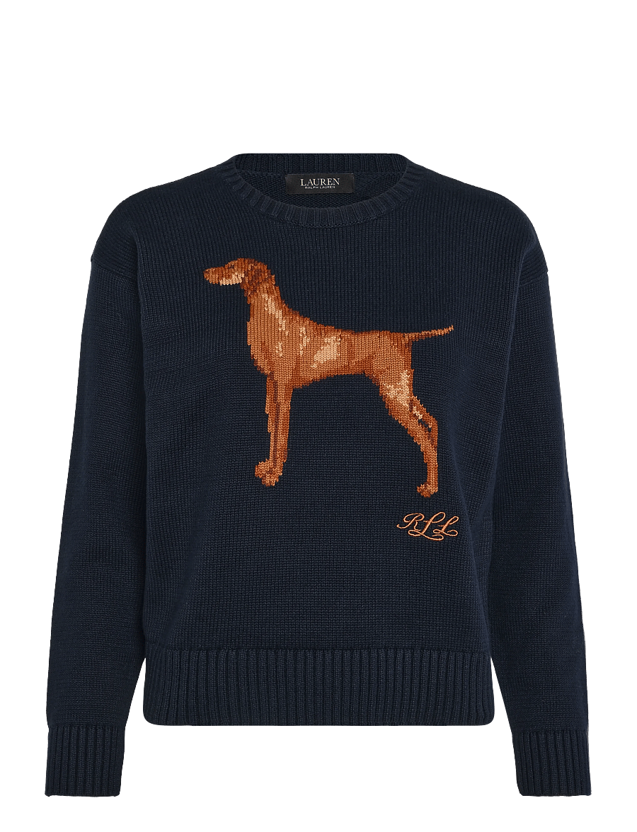 Lauren Ralph Lauren - Intarsia-Knit Vizsla Cotton Sweater - pullover - lauren navy multi - 2