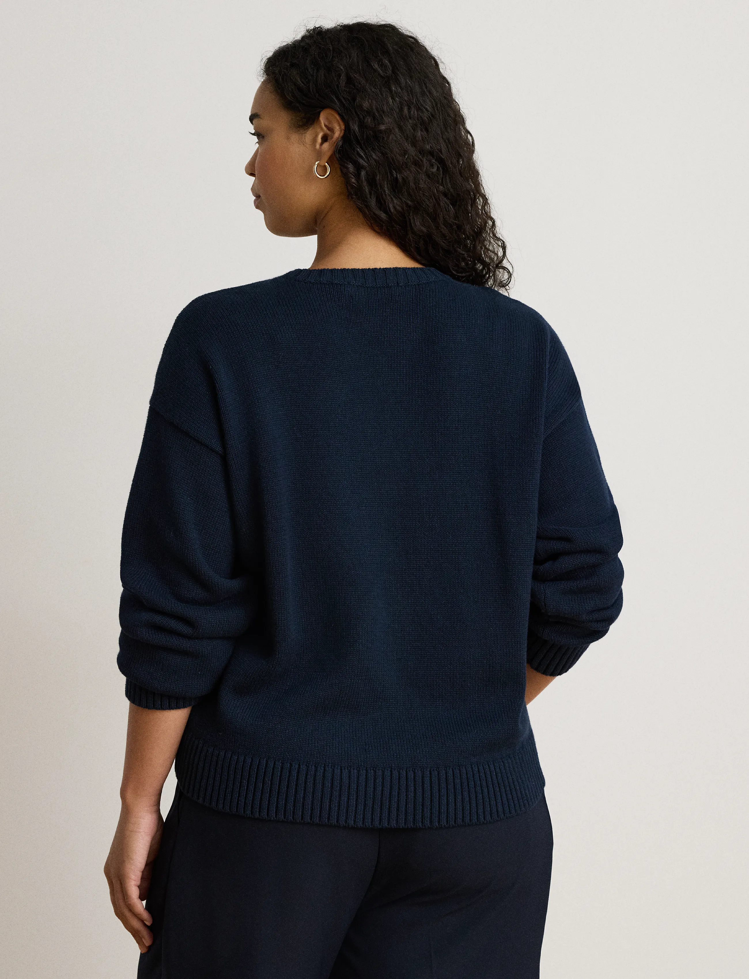 Lauren Ralph Lauren - Intarsia-Knit Vizsla Cotton Sweater - striktrøjer - lauren navy multi - 2