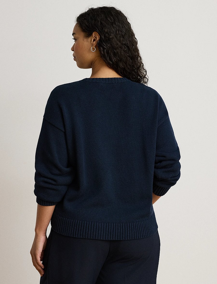 Lauren Ralph Lauren - Intarsia-Knit Vizsla Cotton Sweater - striktrøjer - lauren navy multi - 2